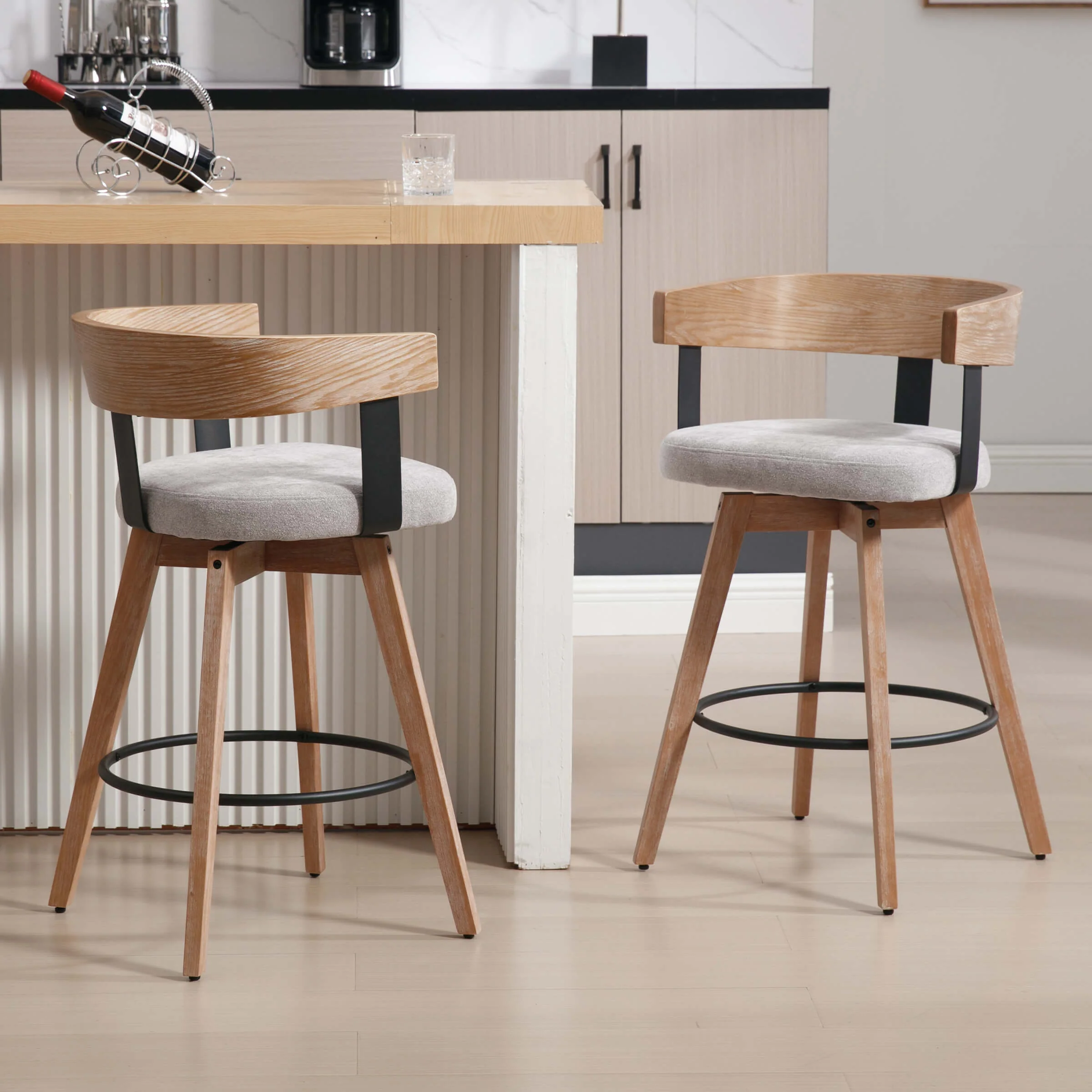 26"H Swivel Wooden Backrest Counter Height Counter Stool - 3193CS - Image 14