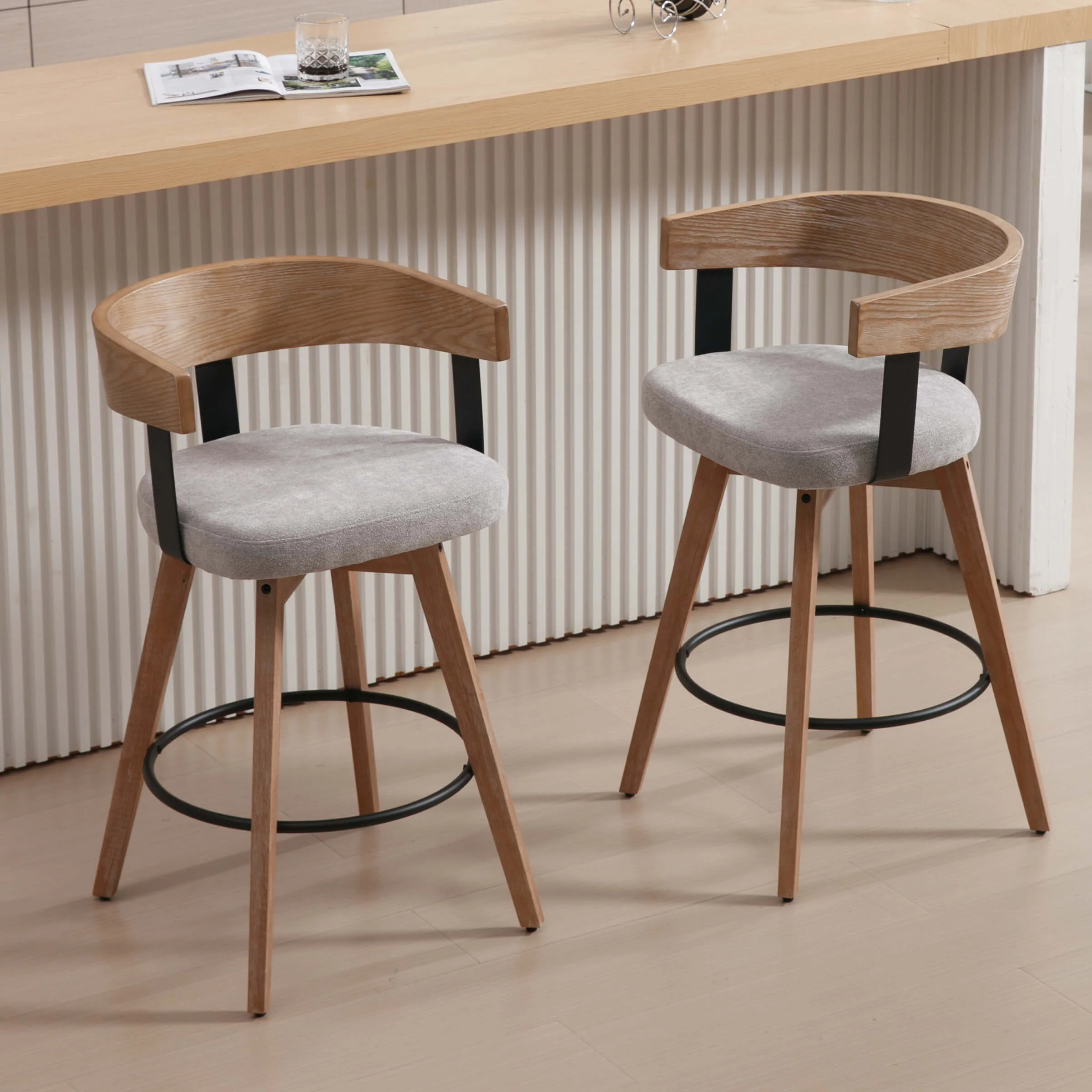 26"H Swivel Wooden Backrest Counter Height Counter Stool - 3193CS - Image 15