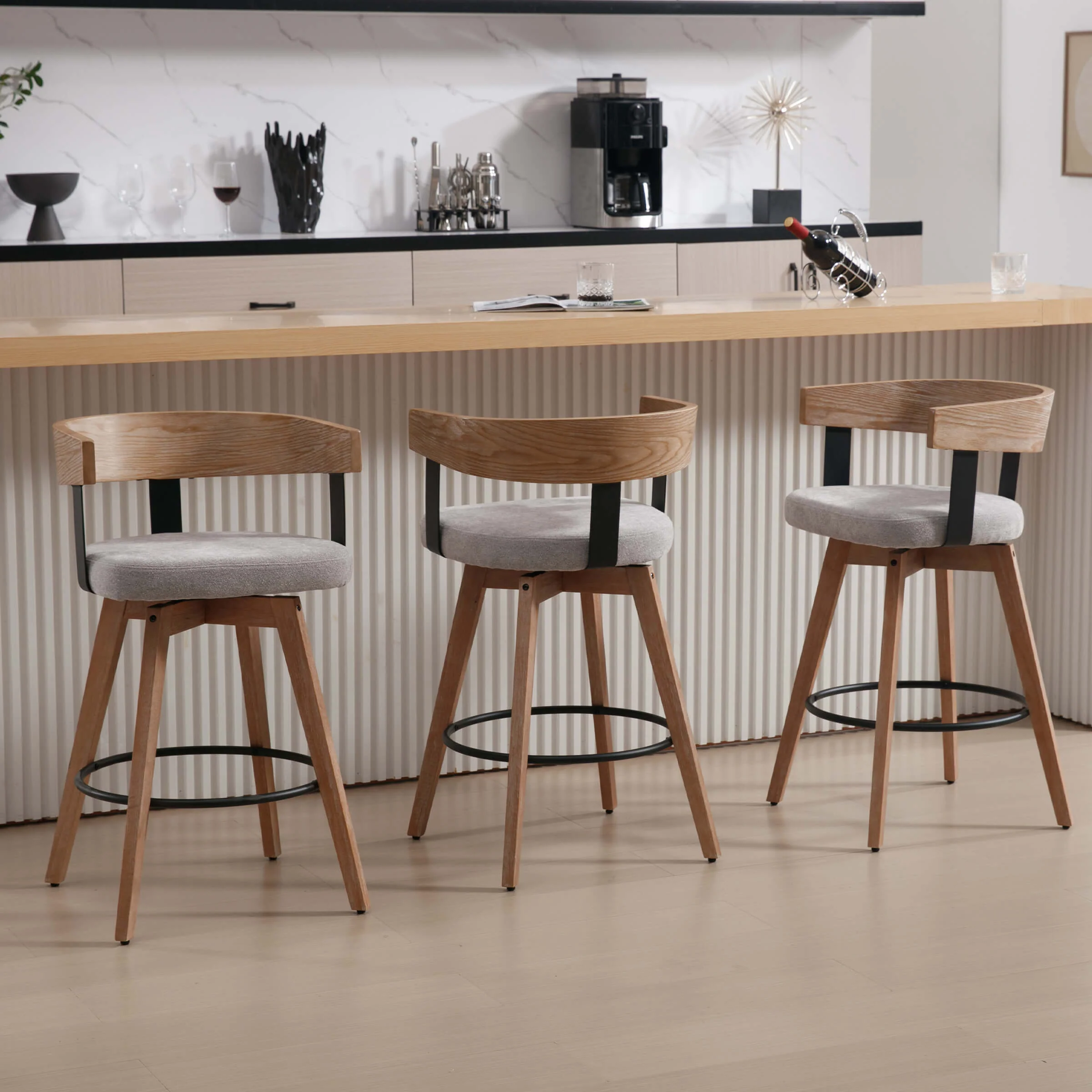 26"H Swivel Wooden Backrest Counter Height Counter Stool - 3193CS - Image 16
