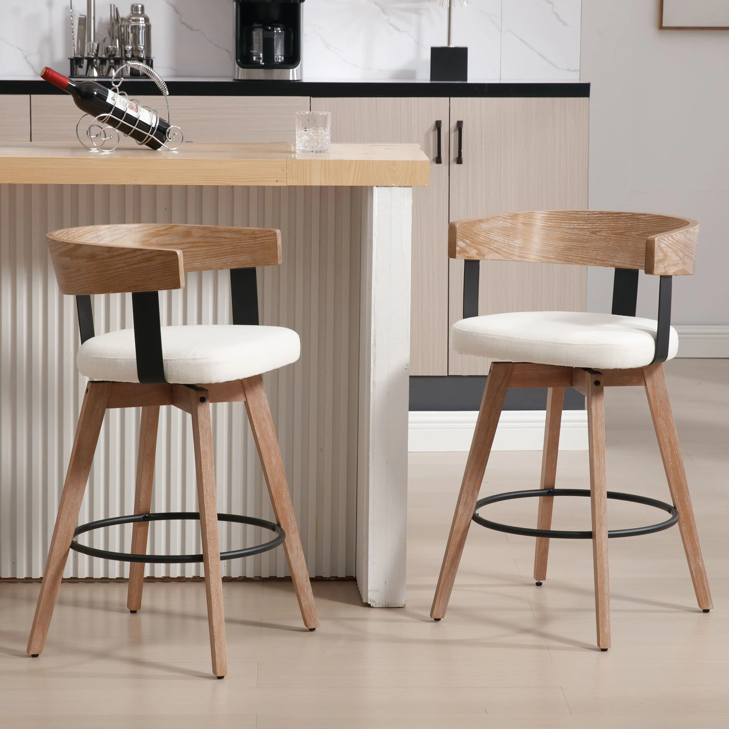 26"H Swivel Wooden Backrest Counter Height Counter Stool - 3193CS - Image 2