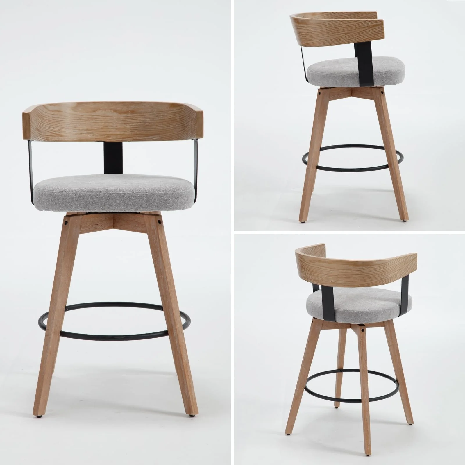 26"H Swivel Wooden Backrest Counter Height Counter Stool - 3193CS - Image 24