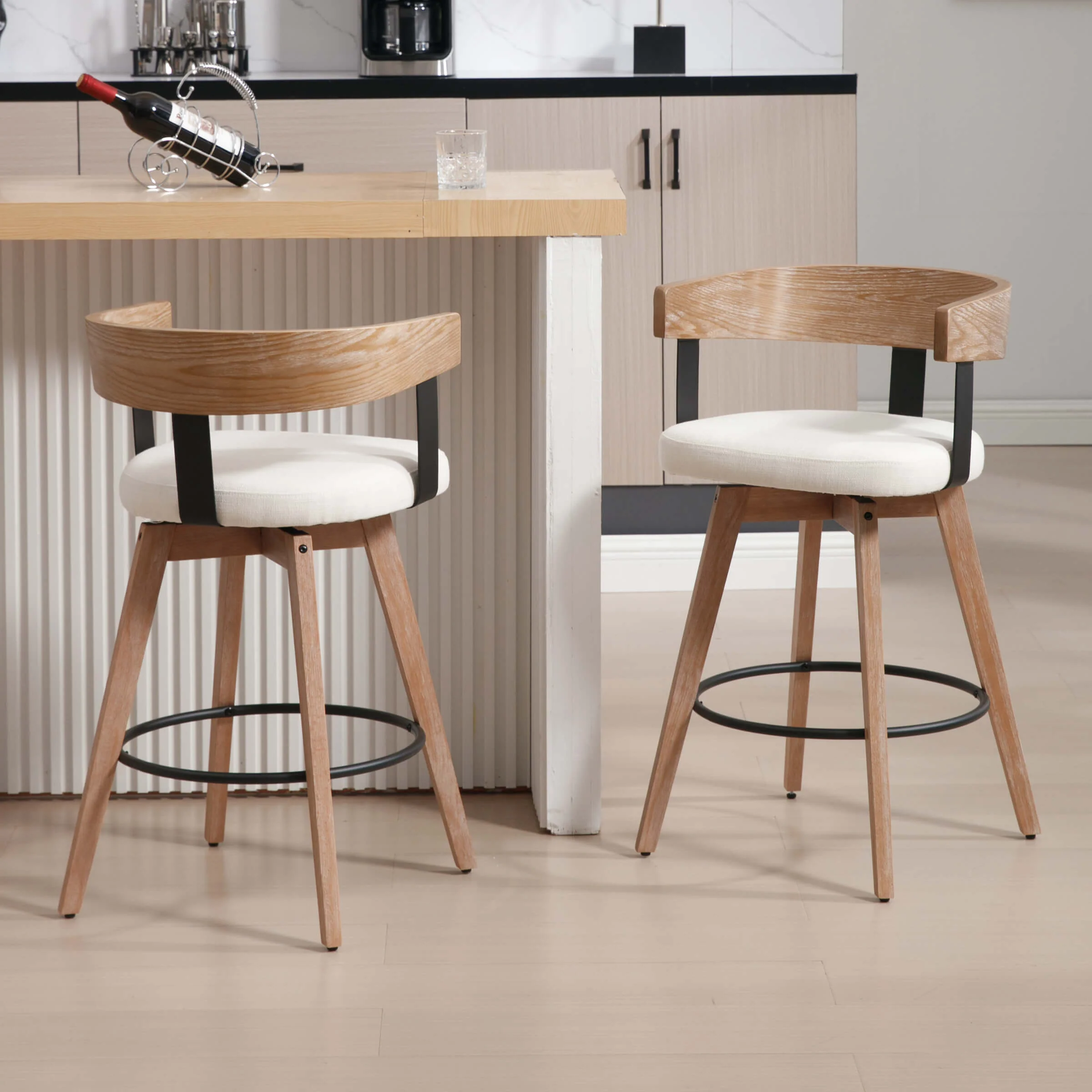 26"H Swivel Wooden Backrest Counter Height Counter Stool - 3193CS - Image 3