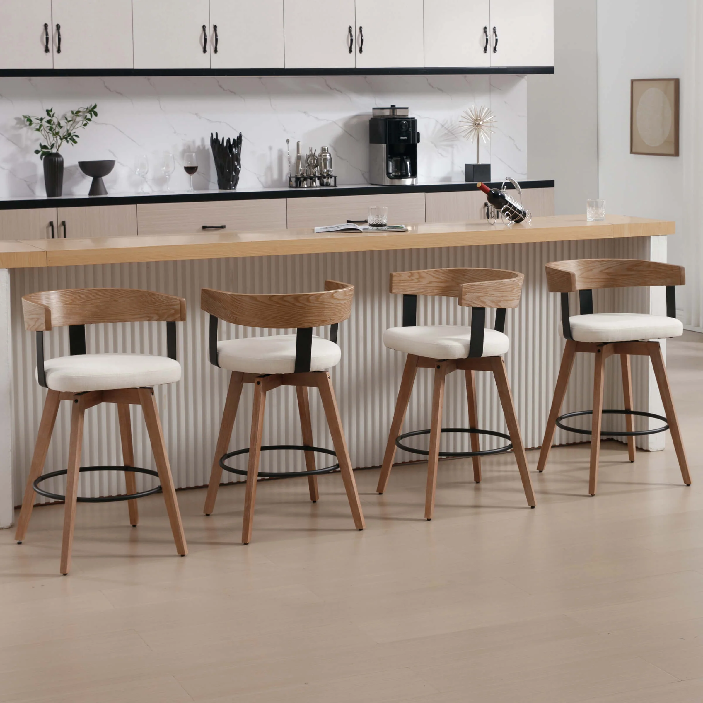 26"H Swivel Wooden Backrest Counter Height Counter Stool - 3193CS - Image 4