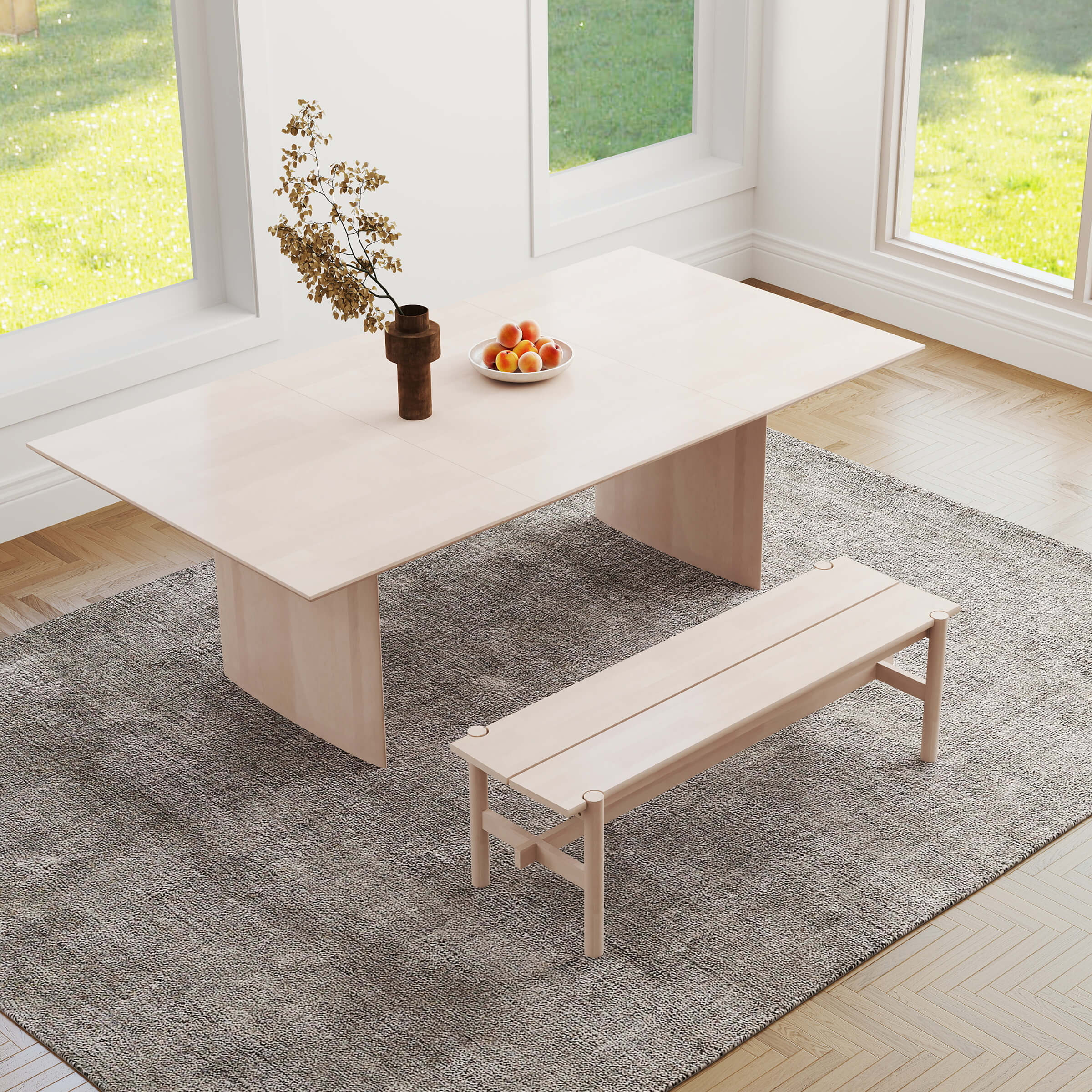 55" L Farmhouse Solid Wood White Wash Finish Bench - XX612BH - Image 3