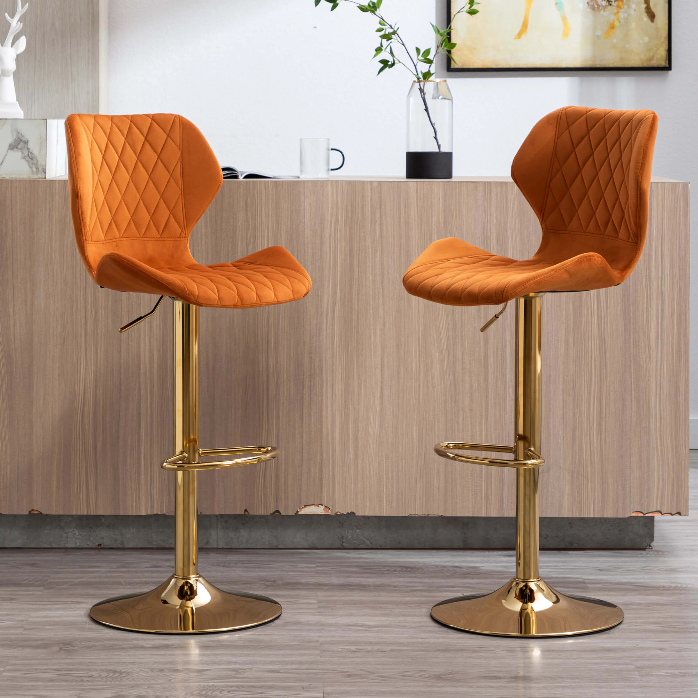 Adjustable Swivel Bar Kitchen Island Stools Set of 2 - 8211AB - Image 11