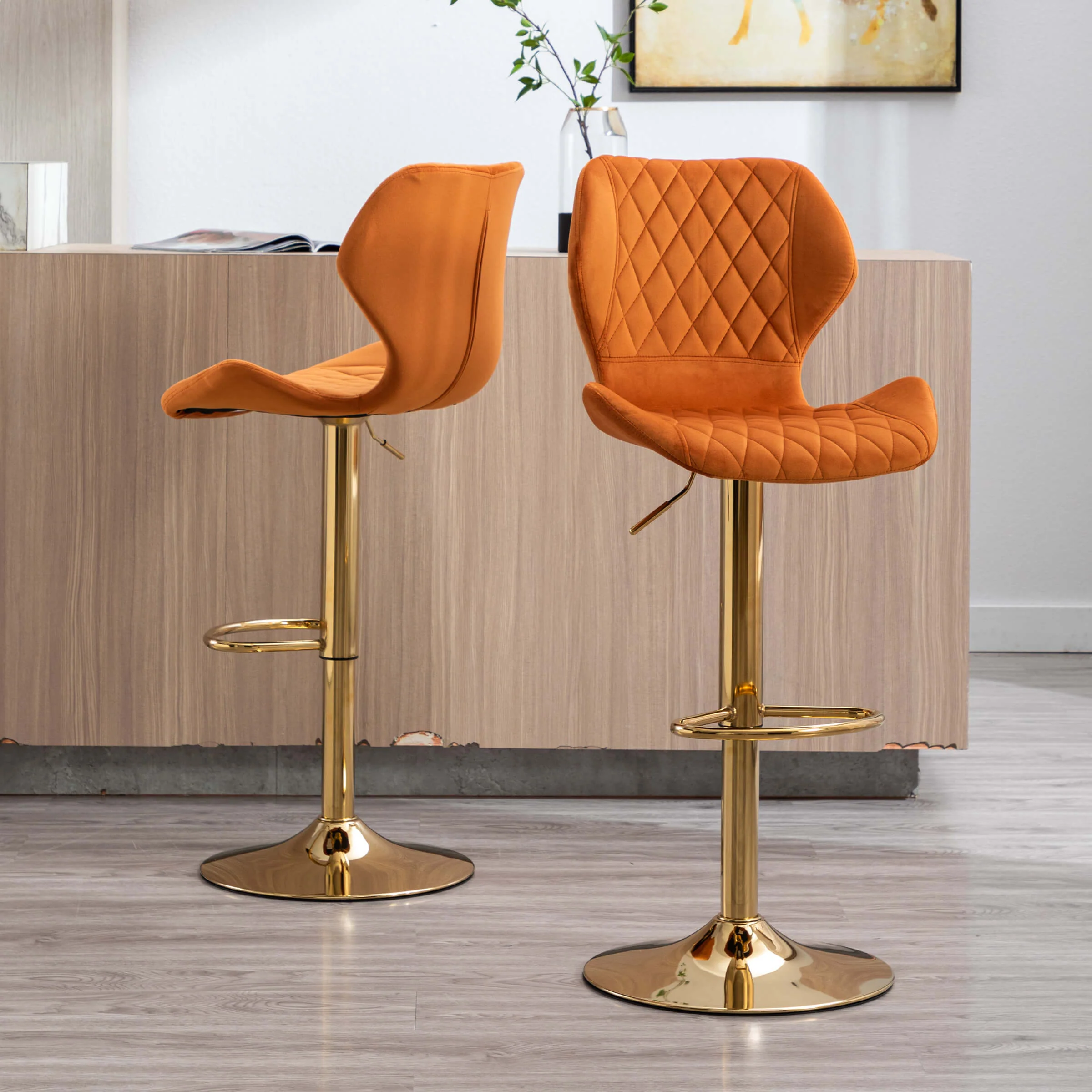Adjustable Swivel Bar Kitchen Island Stools Set of 2 - 8211AB - Image 12