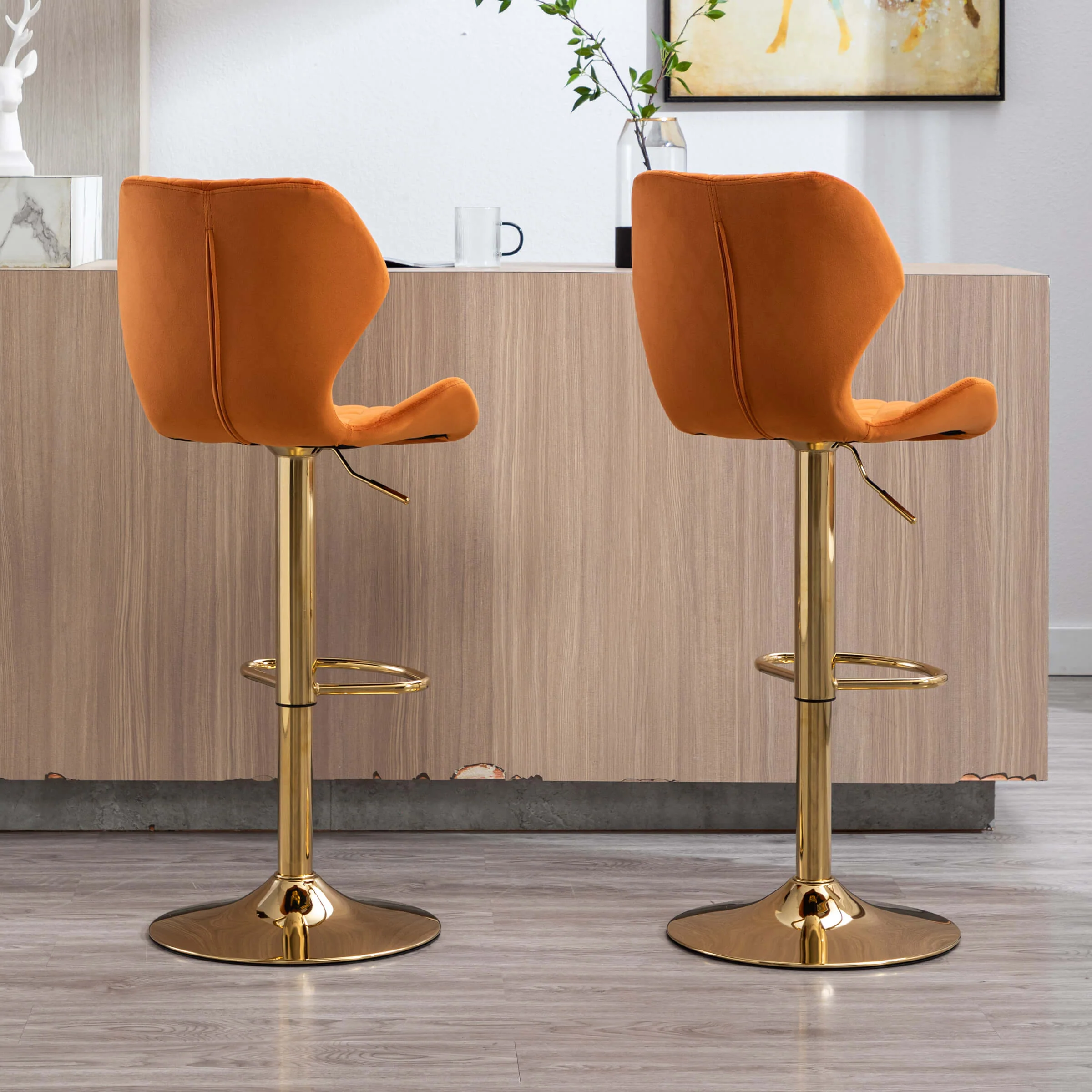 Adjustable Swivel Bar Kitchen Island Stools Set of 2 - 8211AB - Image 14