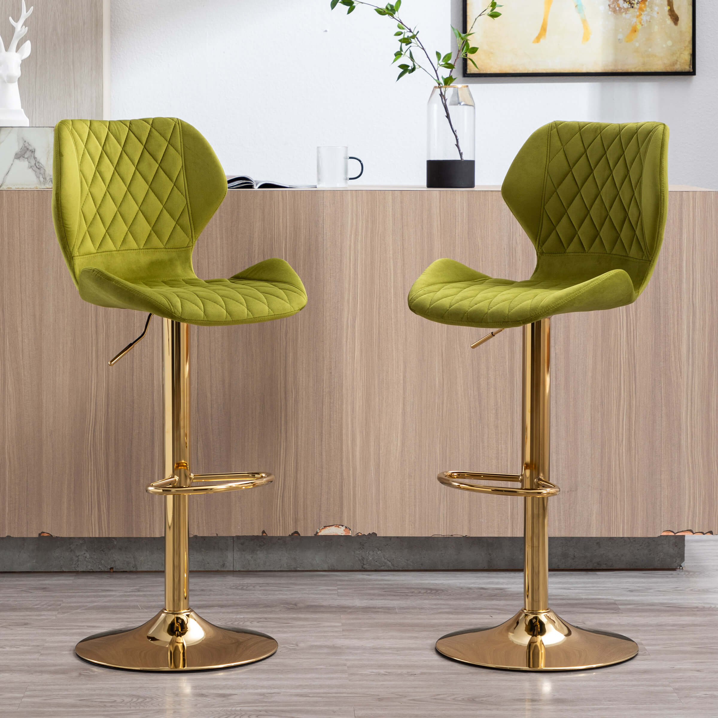 Adjustable Swivel Bar Kitchen Island Stools Set of 2 - 8211AB - Image 20