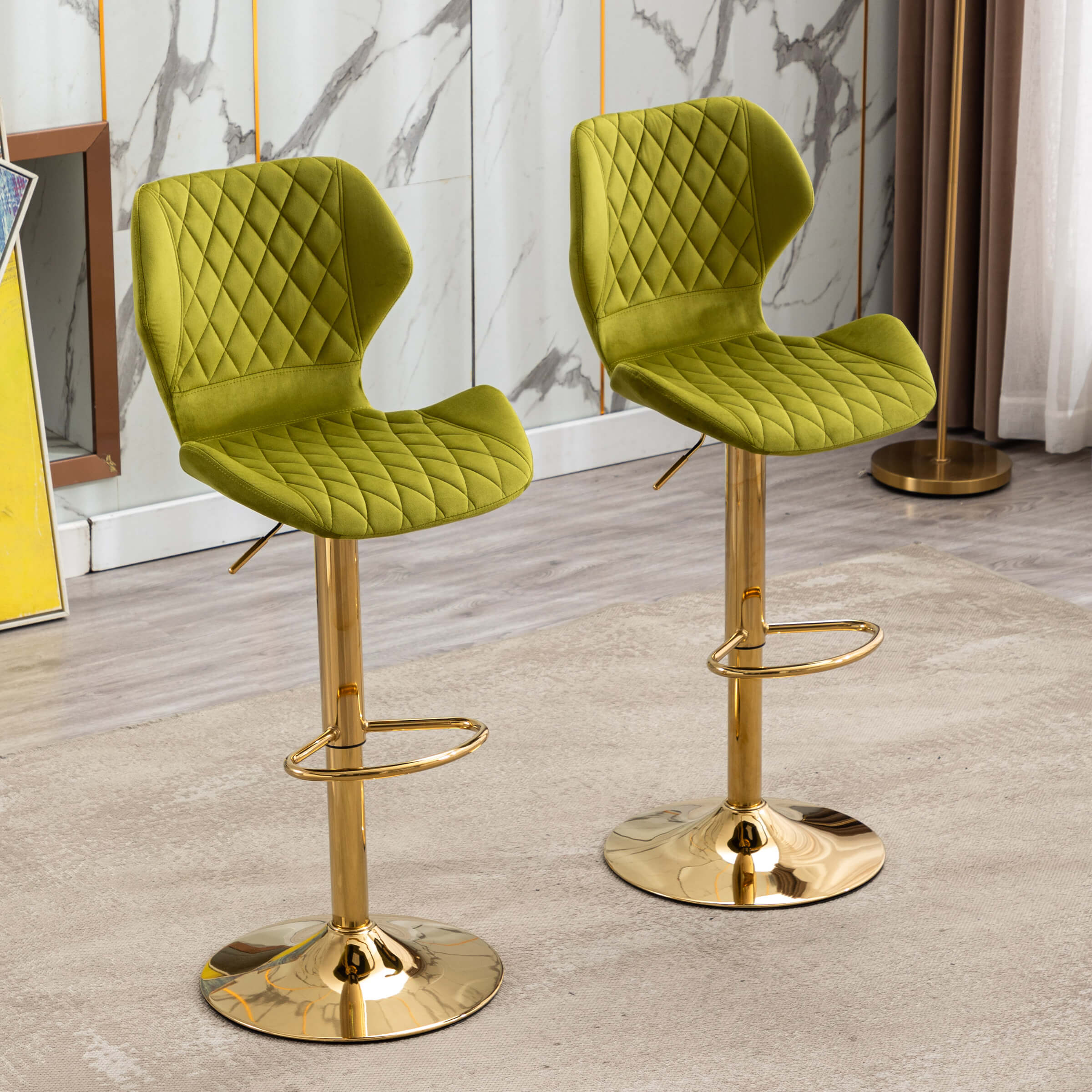 Adjustable Swivel Bar Kitchen Island Stools Set of 2 - 8211AB - Image 22