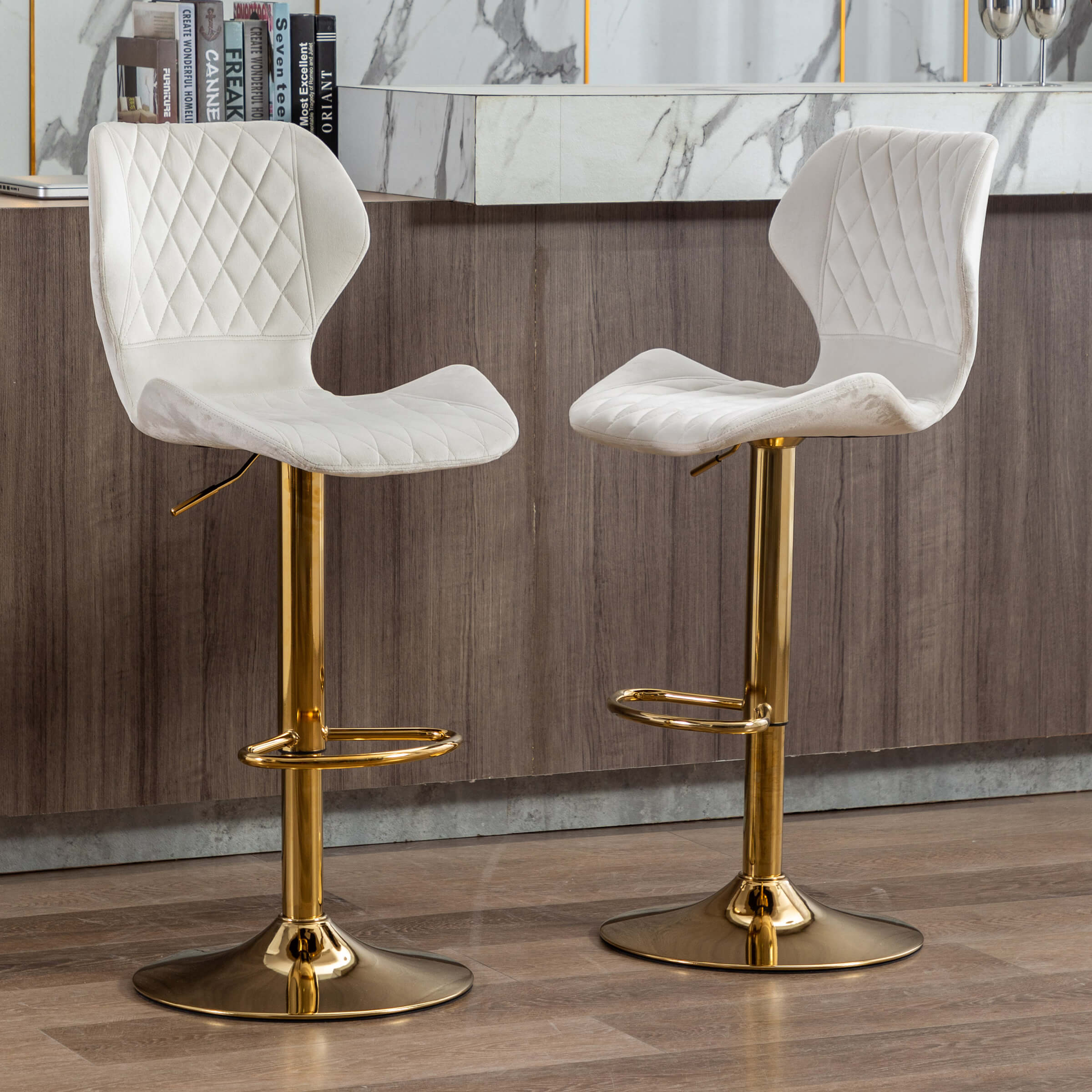 Adjustable Swivel Bar Kitchen Island Stools Set of 2 - 8211AB - Image 29