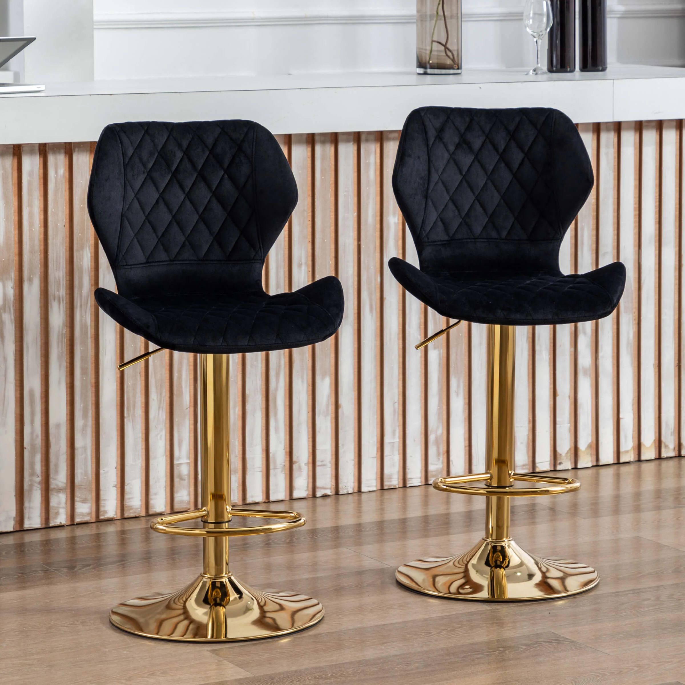 Adjustable Swivel Bar Kitchen Island Stools Set of 2 - 8211AB - Image 3