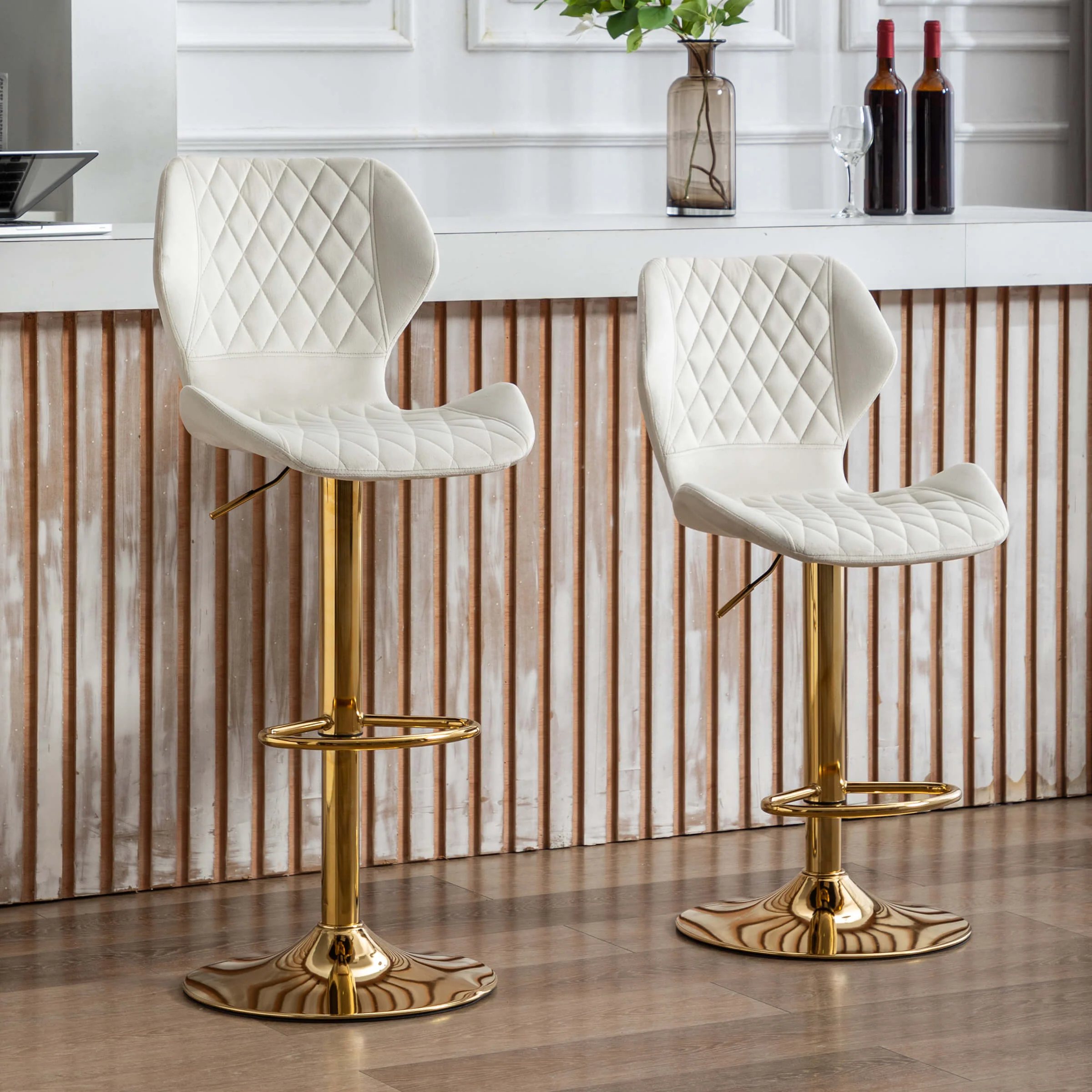 Adjustable Swivel Bar Kitchen Island Stools Set of 2 - 8211AB - Image 30