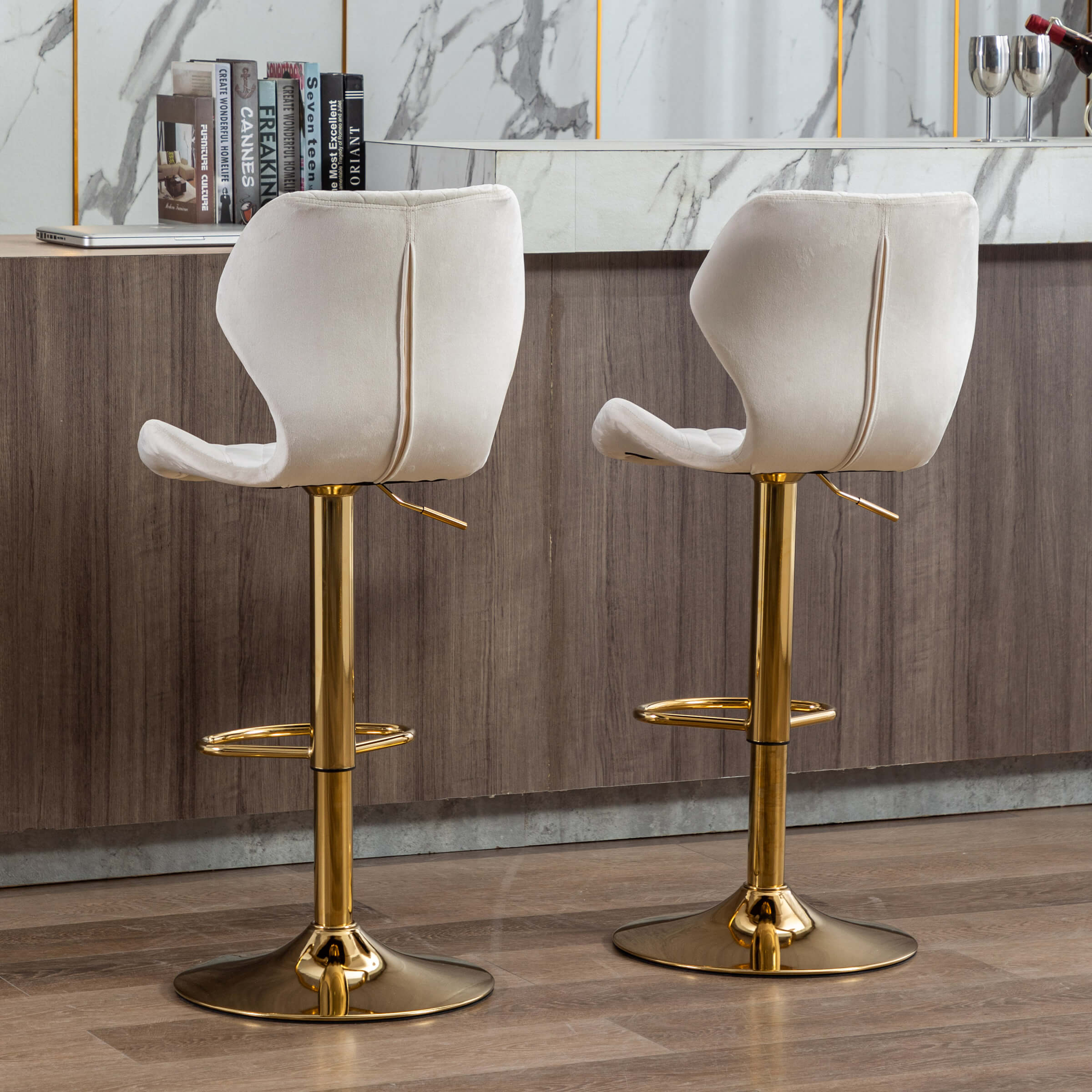 Adjustable Swivel Bar Kitchen Island Stools Set of 2 - 8211AB - Image 32