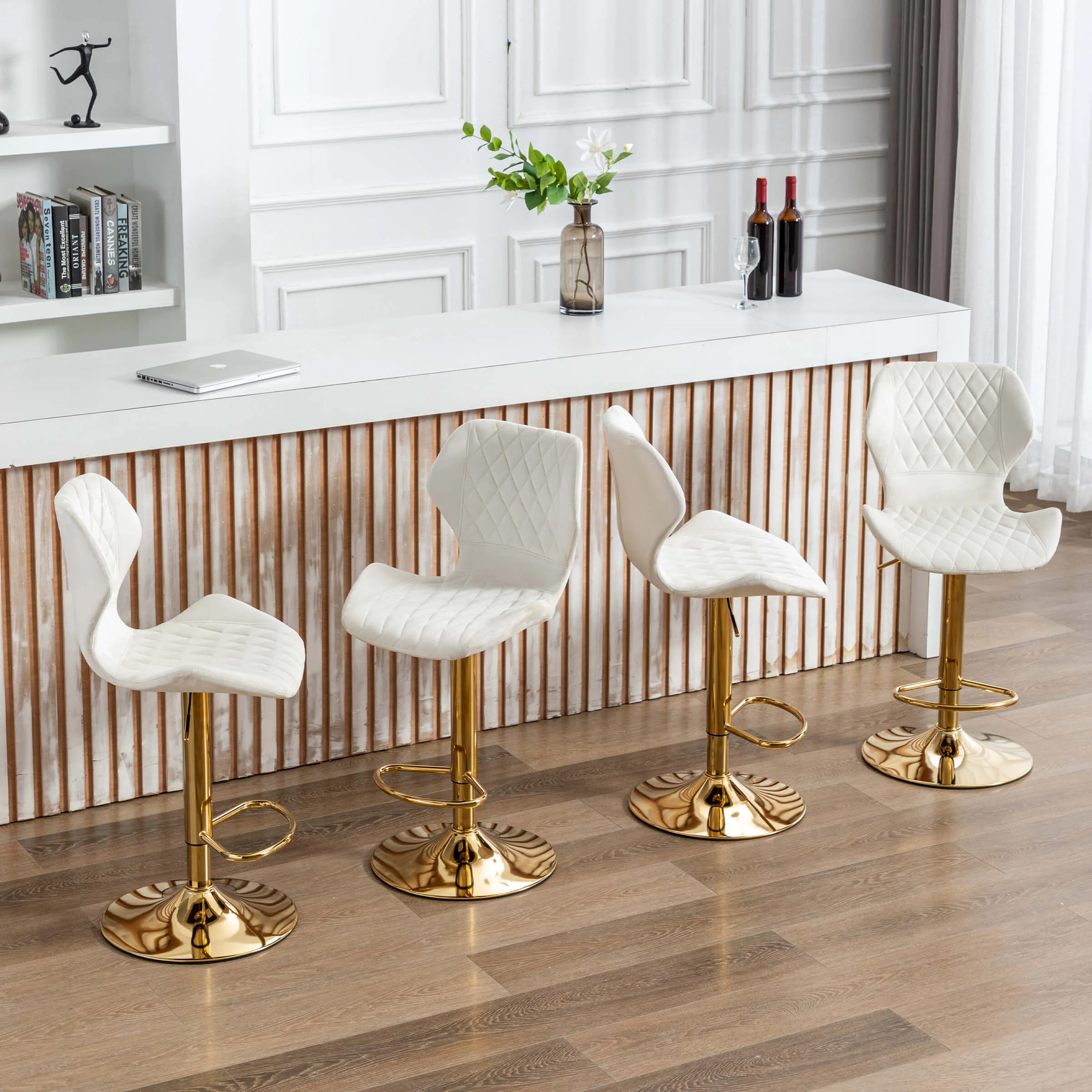 Adjustable Swivel Bar Kitchen Island Stools Set of 2 - 8211AB - Image 33