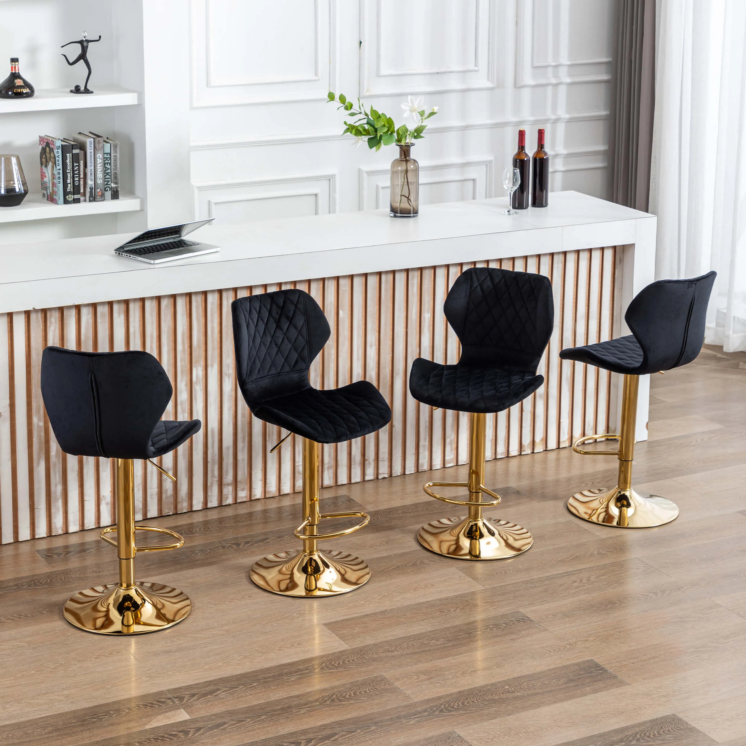 Adjustable Swivel Bar Kitchen Island Stools Set of 2 - 8211AB - Image 5