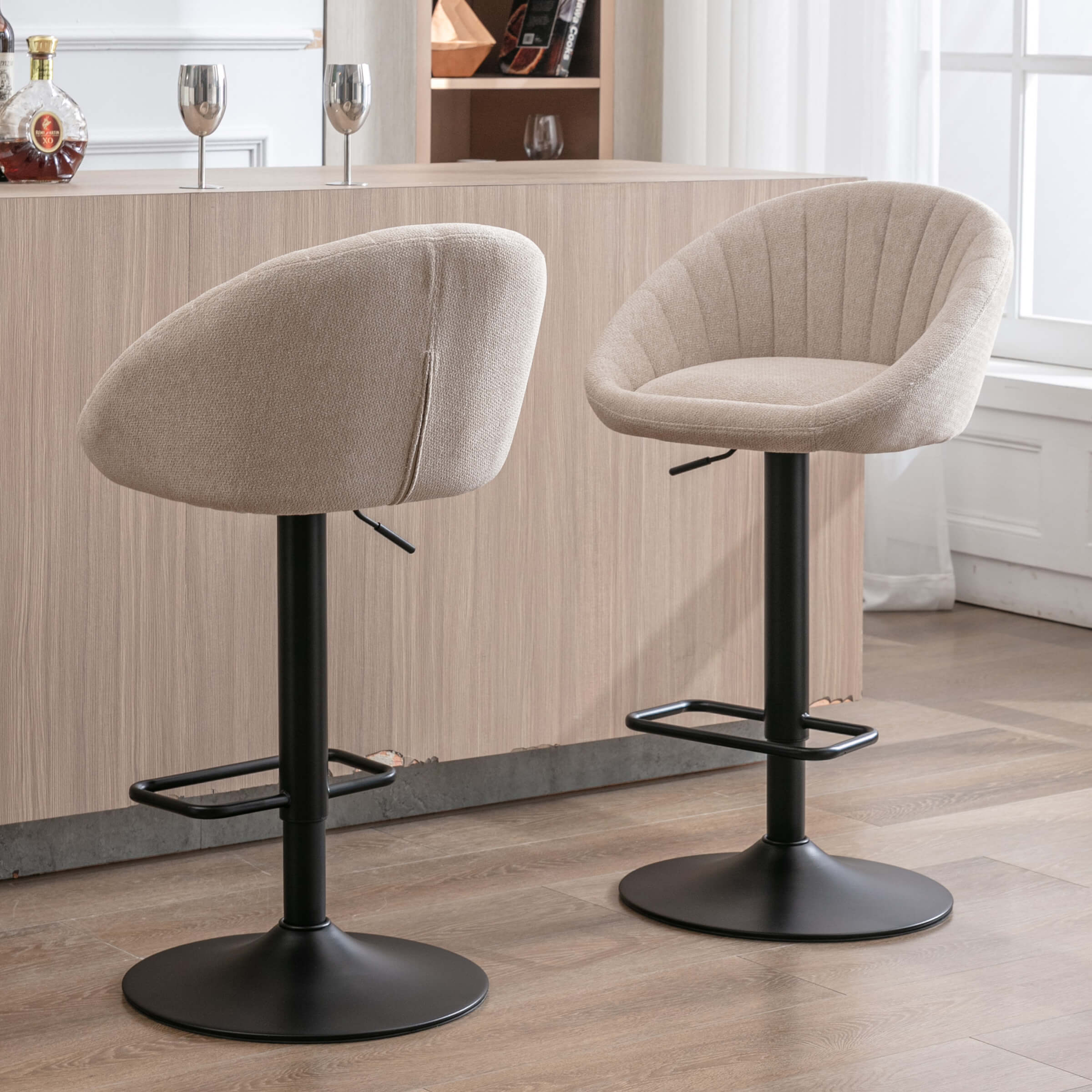 Adjustable Swivel Low Back Bar Stools Set of 2 - 90036AB - Image 4