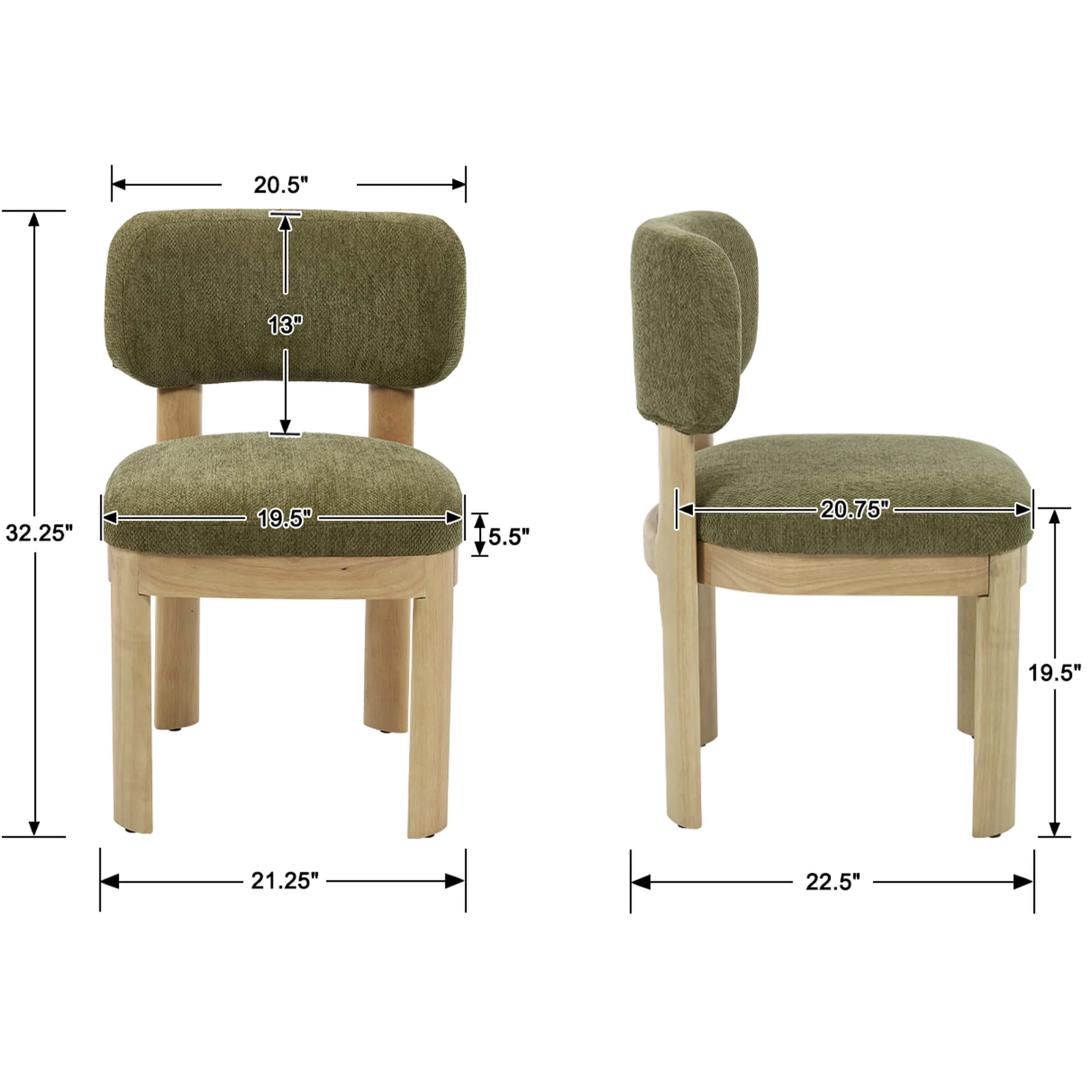 Curved Backrest Dining Room Chairs Set of 2 - 10086DC - Image 7