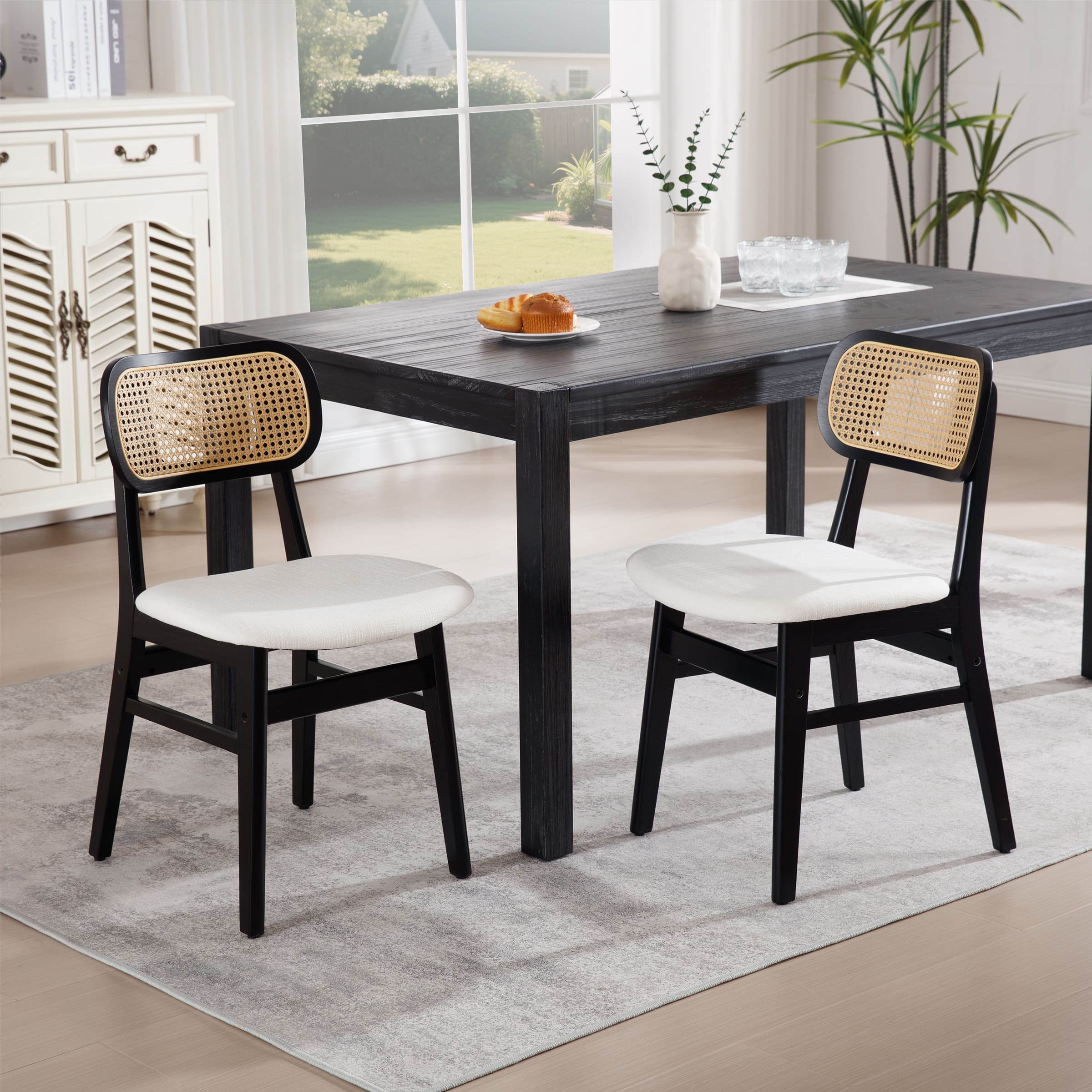 Farmhouse Cane Back Dining Chairs Set of 2 - 8009DC - Image 10