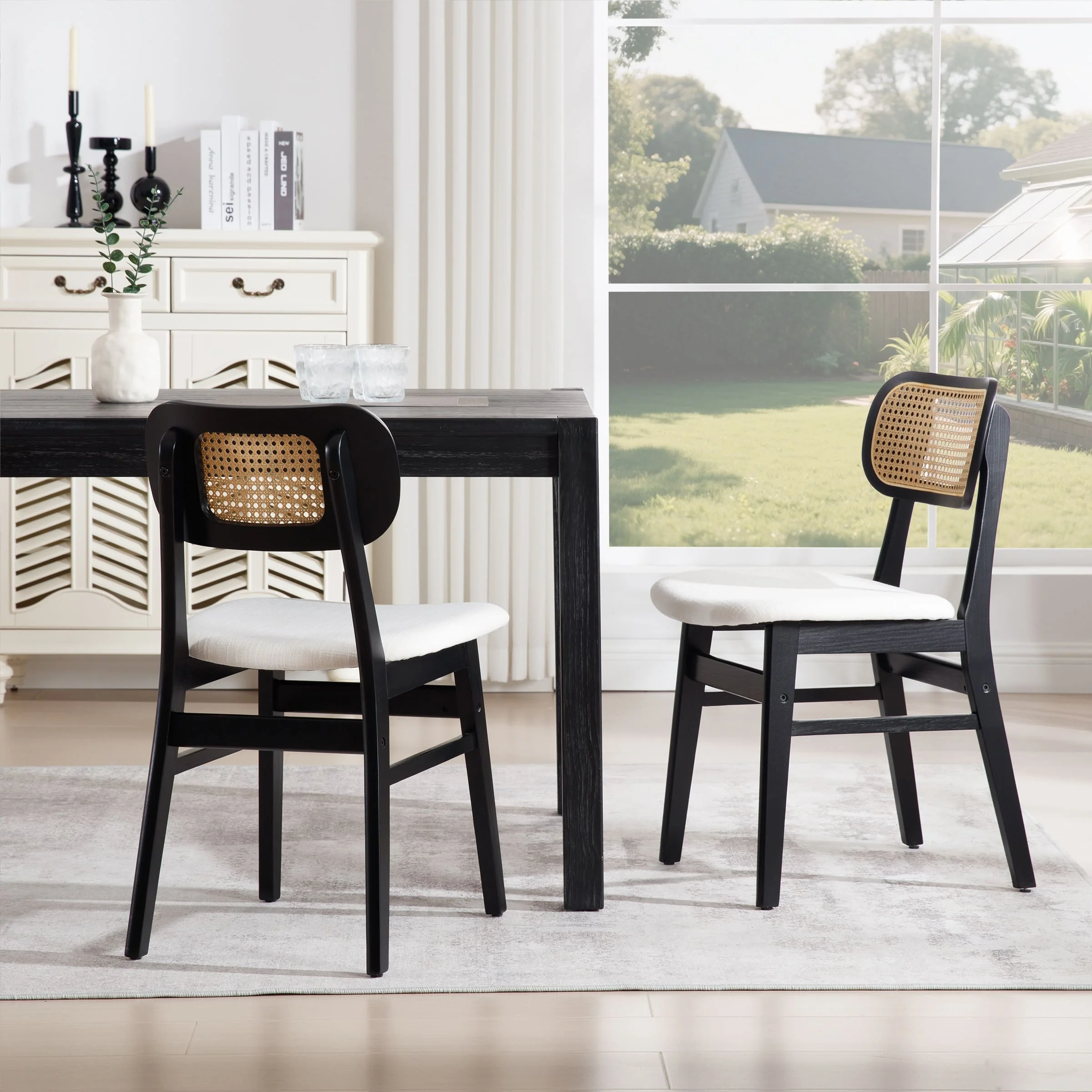 Farmhouse Cane Back Dining Chairs Set of 2 - 8009DC - Image 11