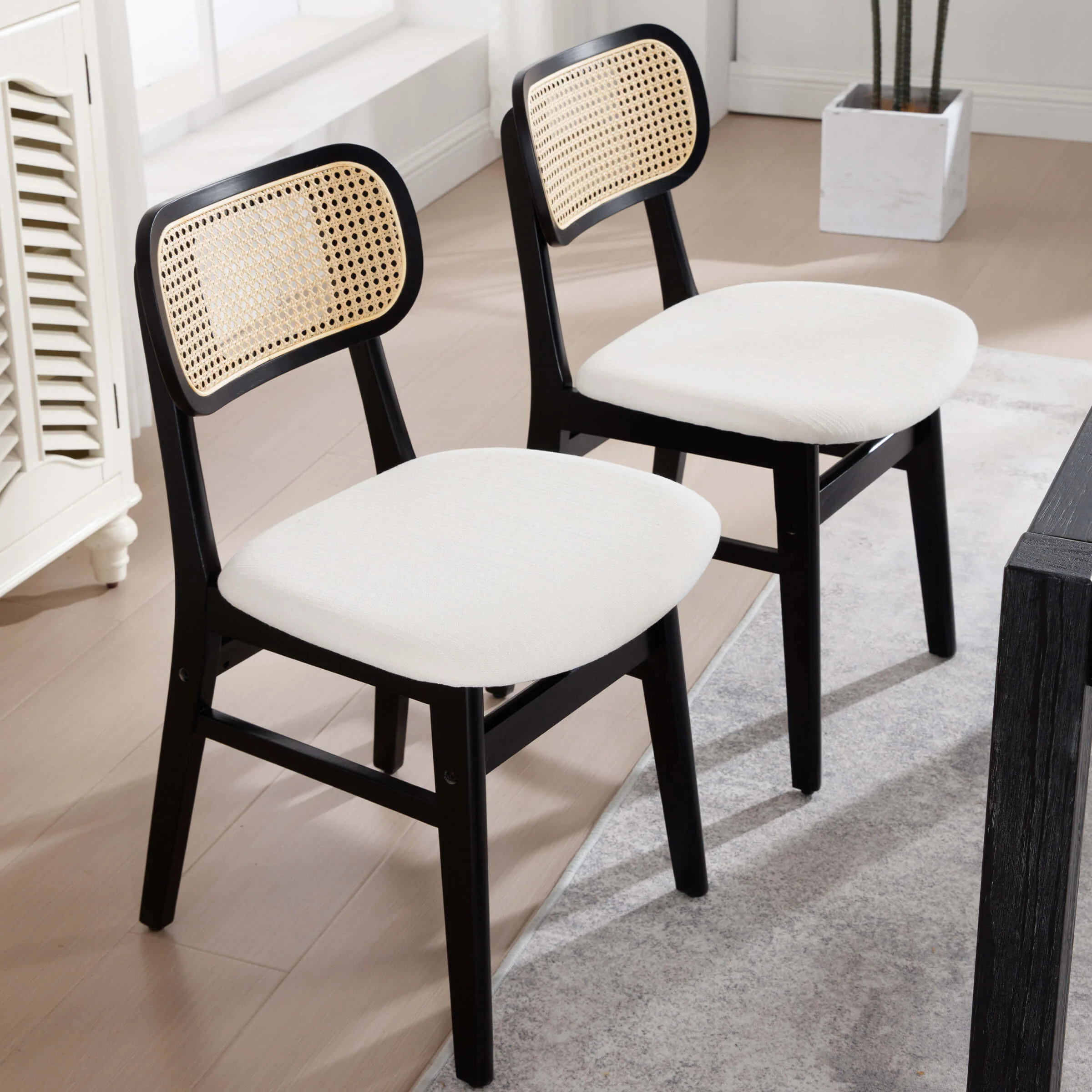 Farmhouse Cane Back Dining Chairs Set of 2 - 8009DC - Image 13