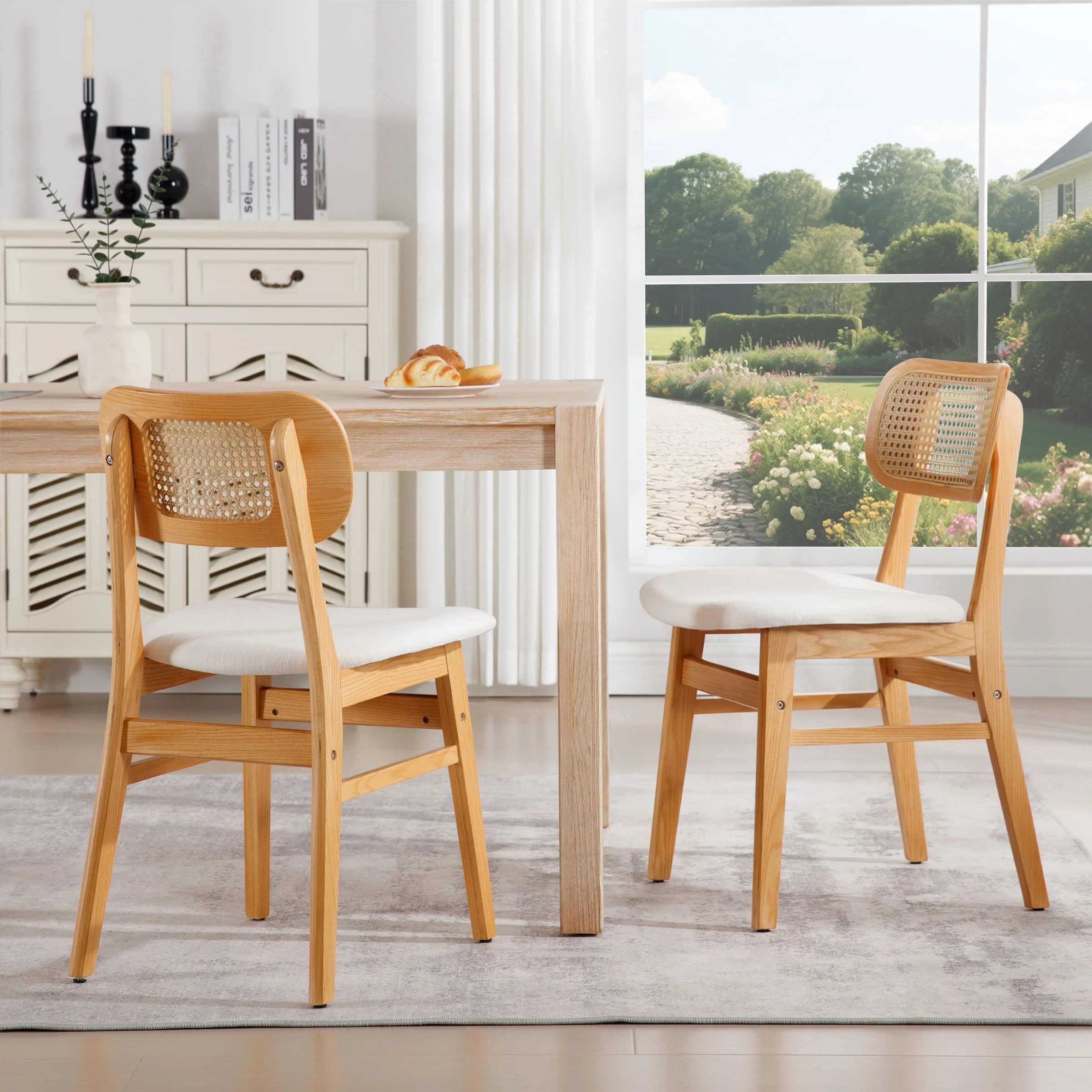 Farmhouse Cane Back Dining Chairs Set of 2 - 8009DC - Image 2