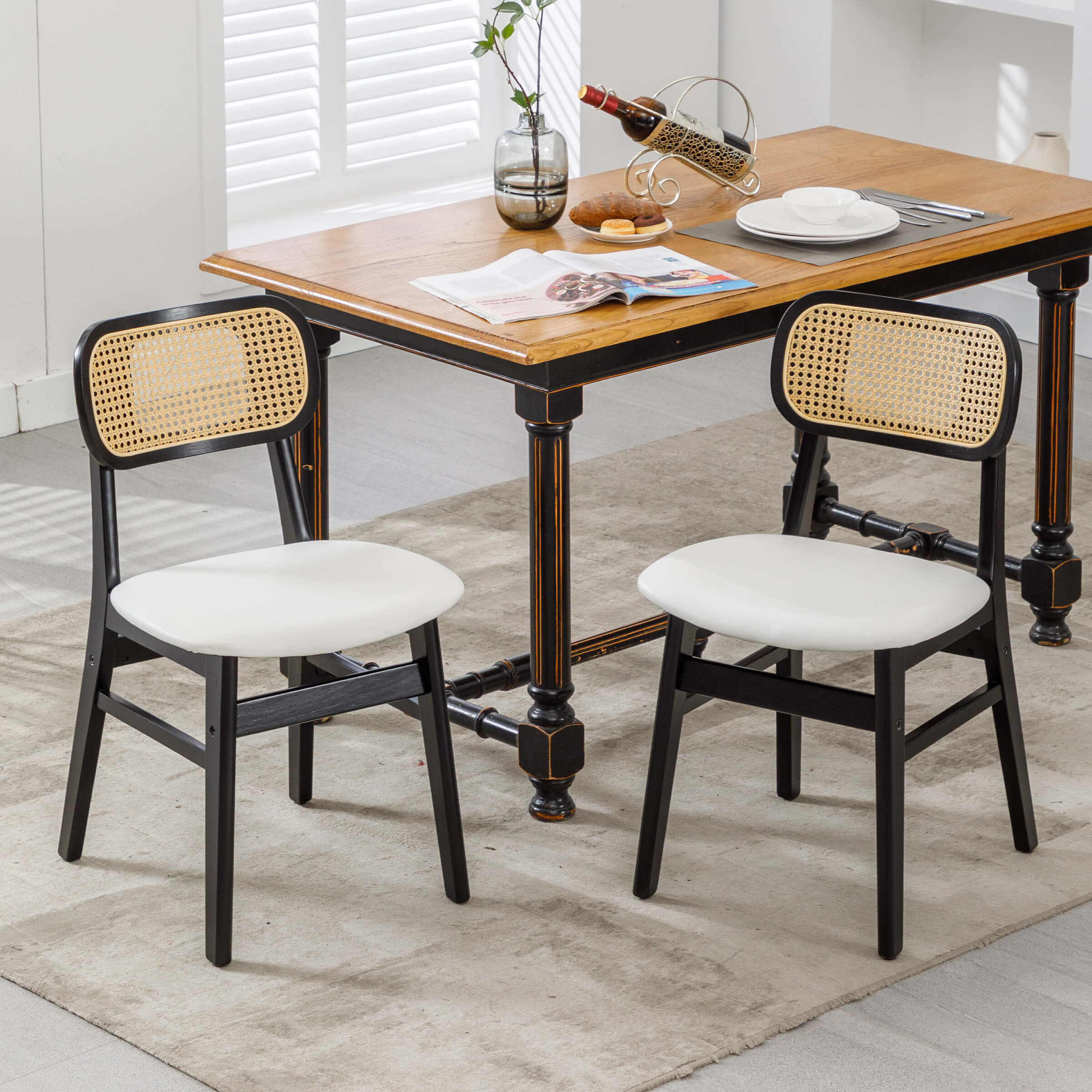 Farmhouse Cane Back Dining Chairs Set of 2 - 8009DC - Image 20