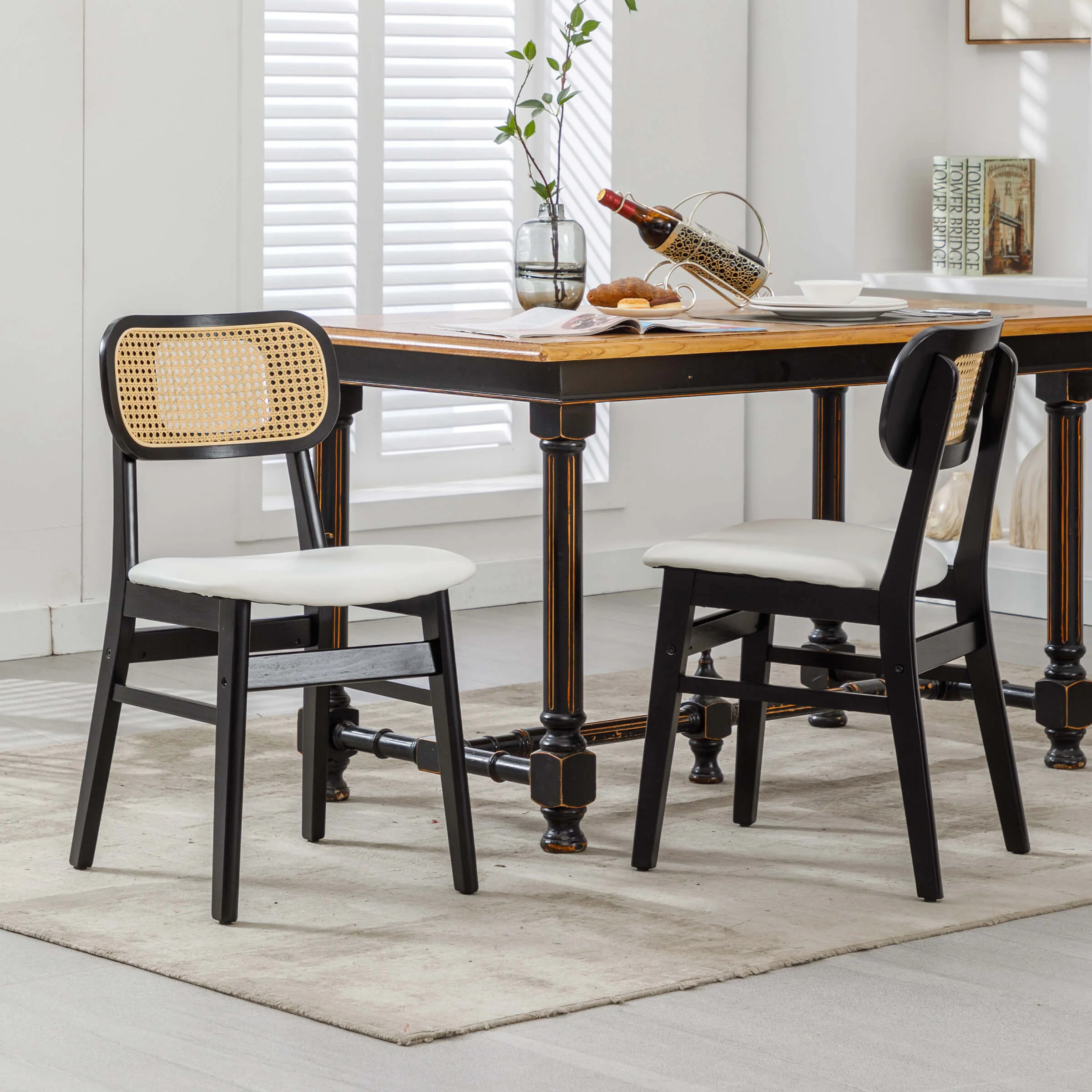 Farmhouse Cane Back Dining Chairs Set of 2 - 8009DC - Image 21