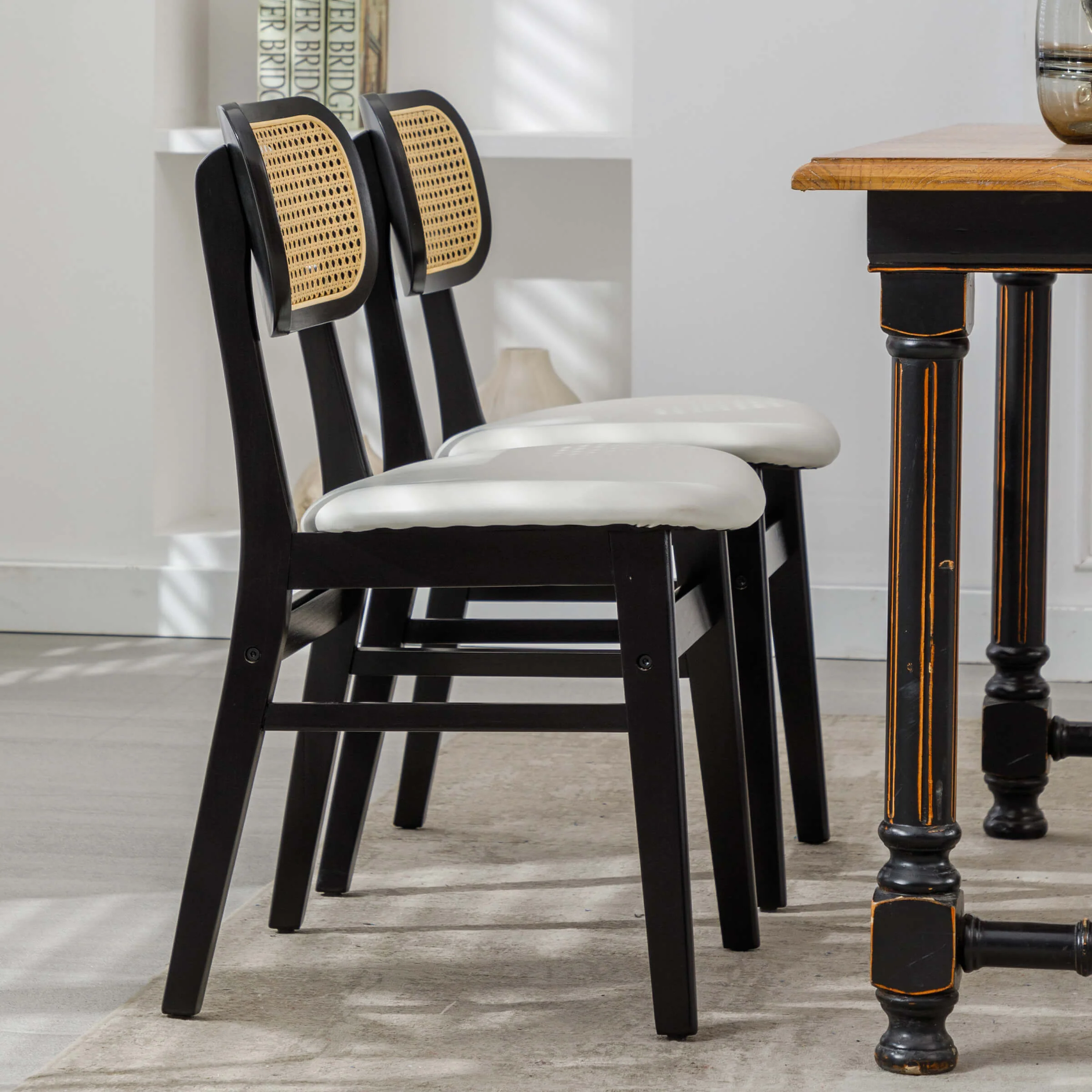 Farmhouse Cane Back Dining Chairs Set of 2 - 8009DC - Image 22