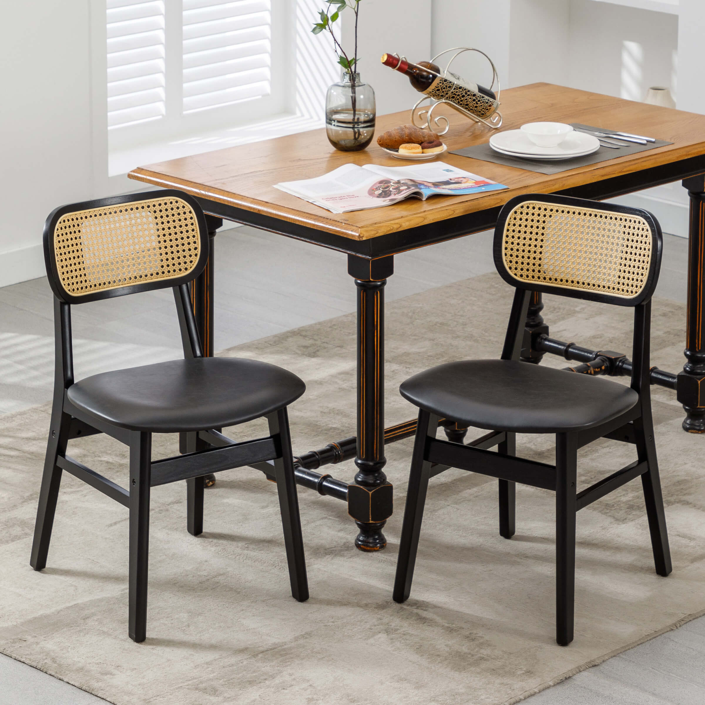 Farmhouse Cane Back Dining Chairs Set of 2 - 8009DC - Image 29