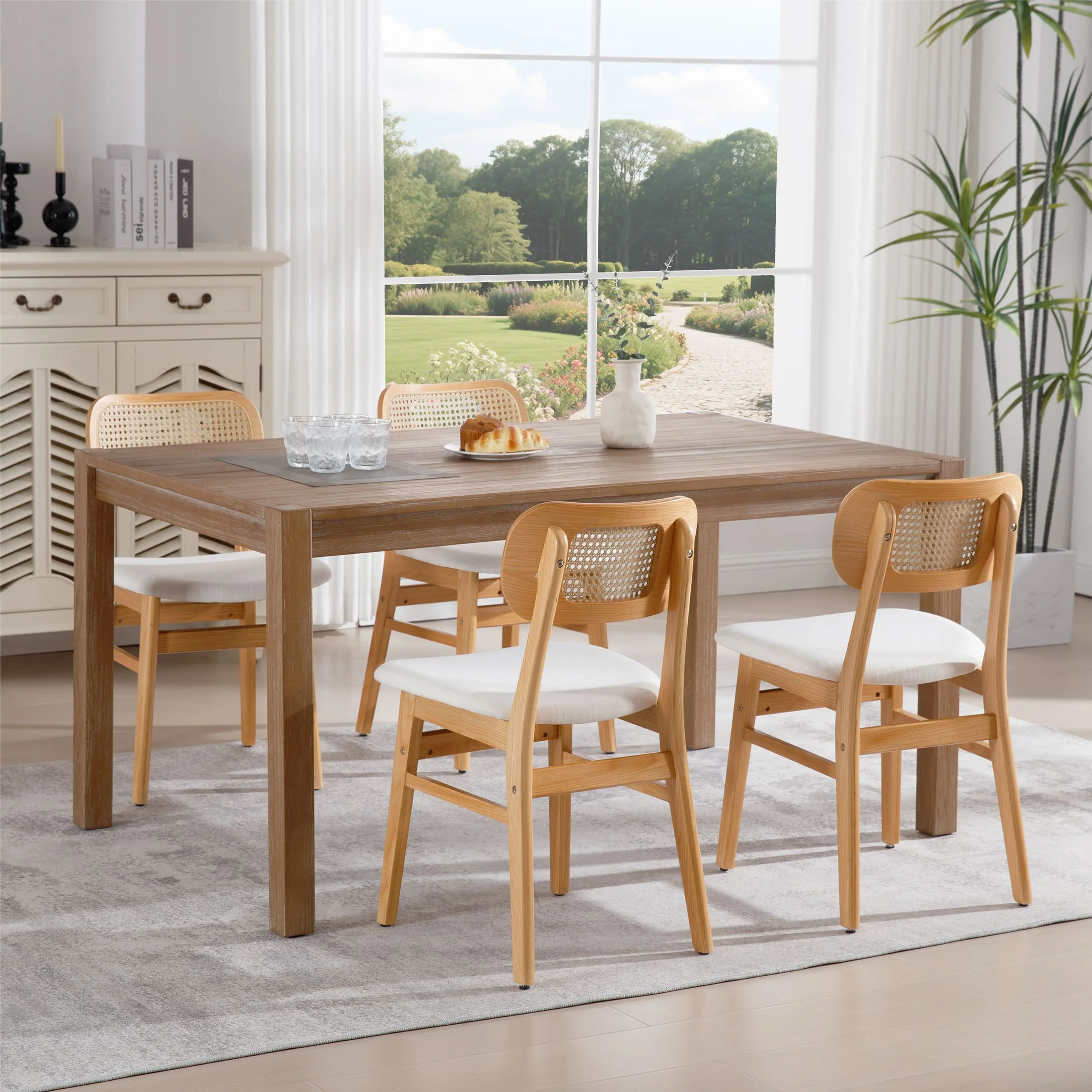 Farmhouse Cane Back Dining Chairs Set of 2 - 8009DC - Image 3
