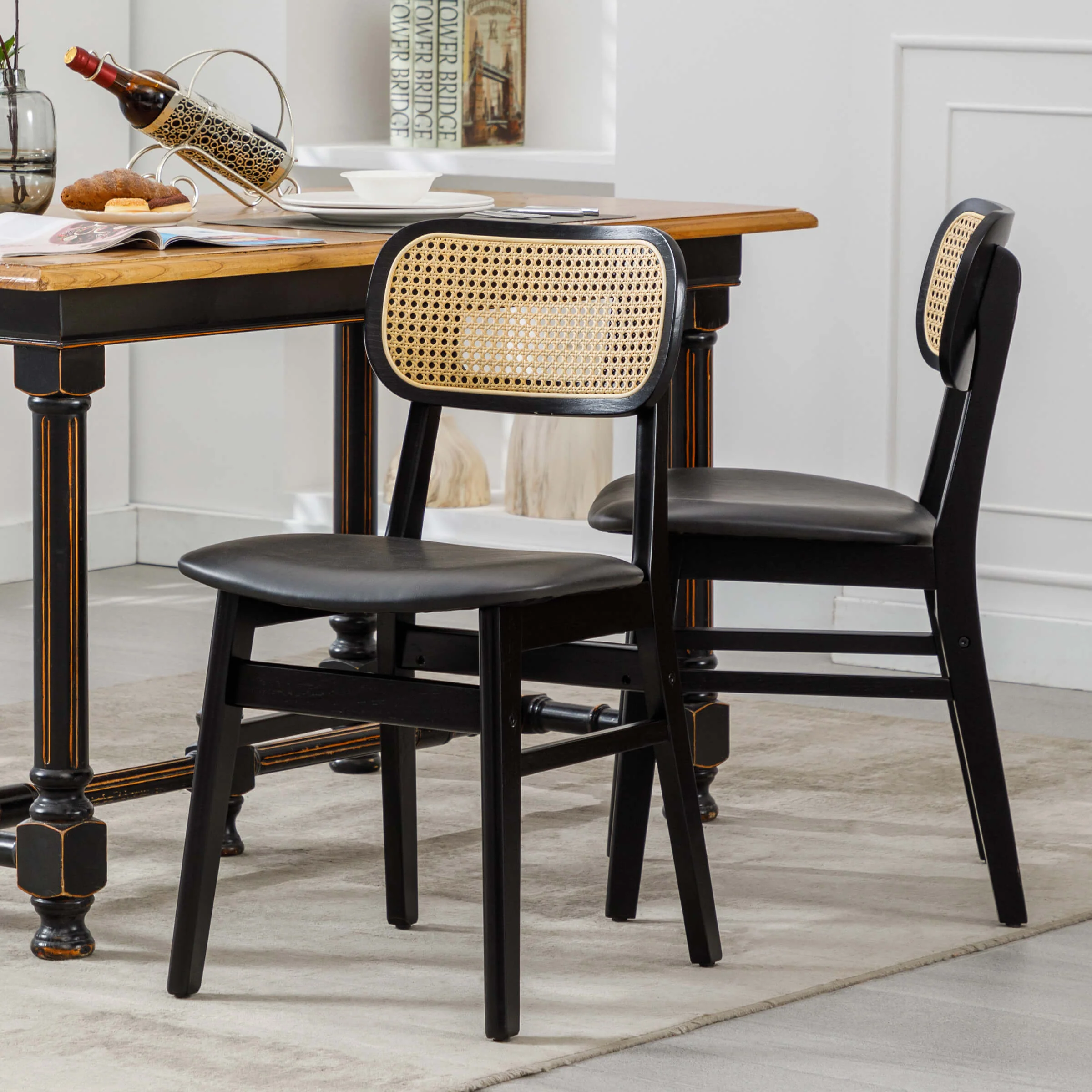 Farmhouse Cane Back Dining Chairs Set of 2 - 8009DC - Image 30