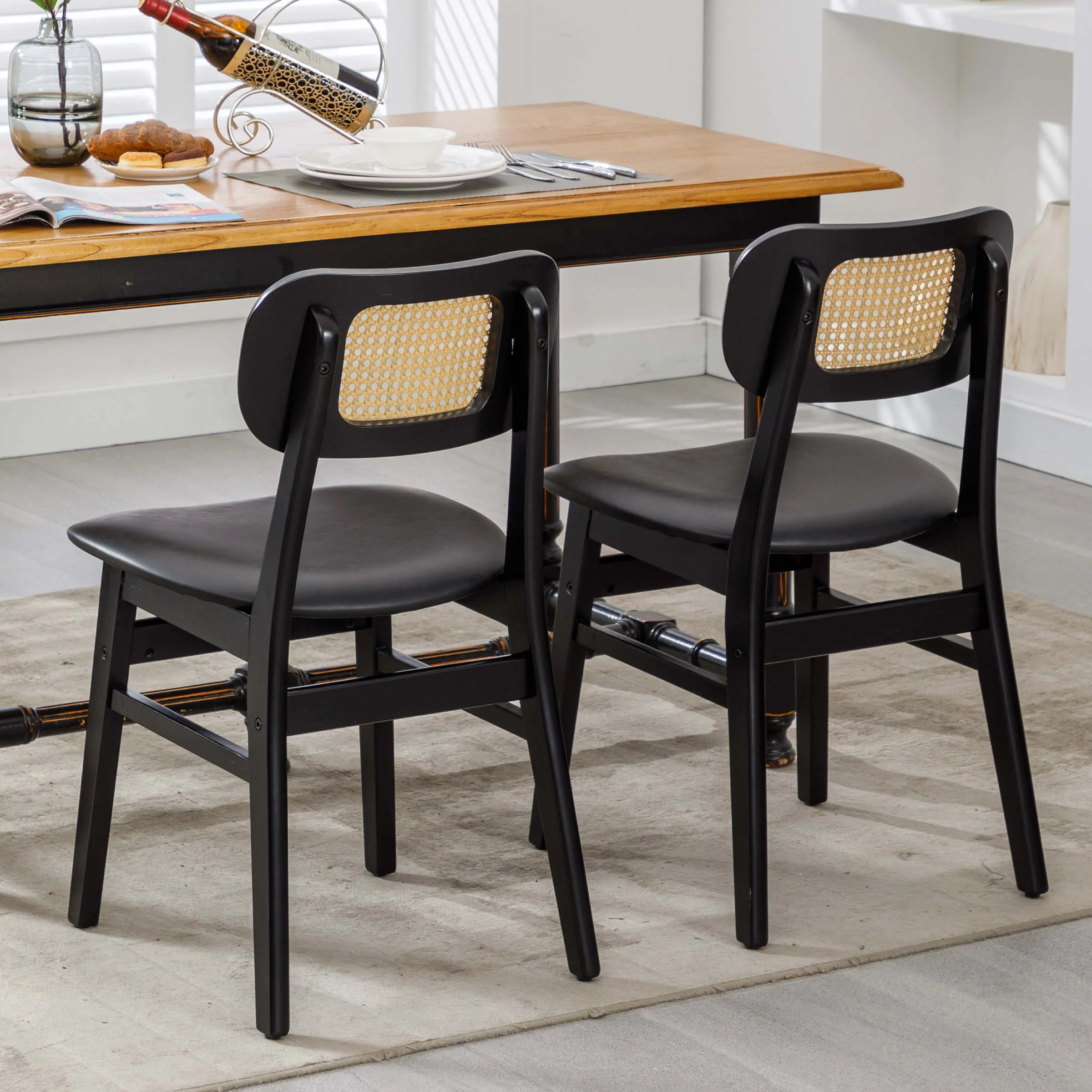 Farmhouse Cane Back Dining Chairs Set of 2 - 8009DC - Image 31