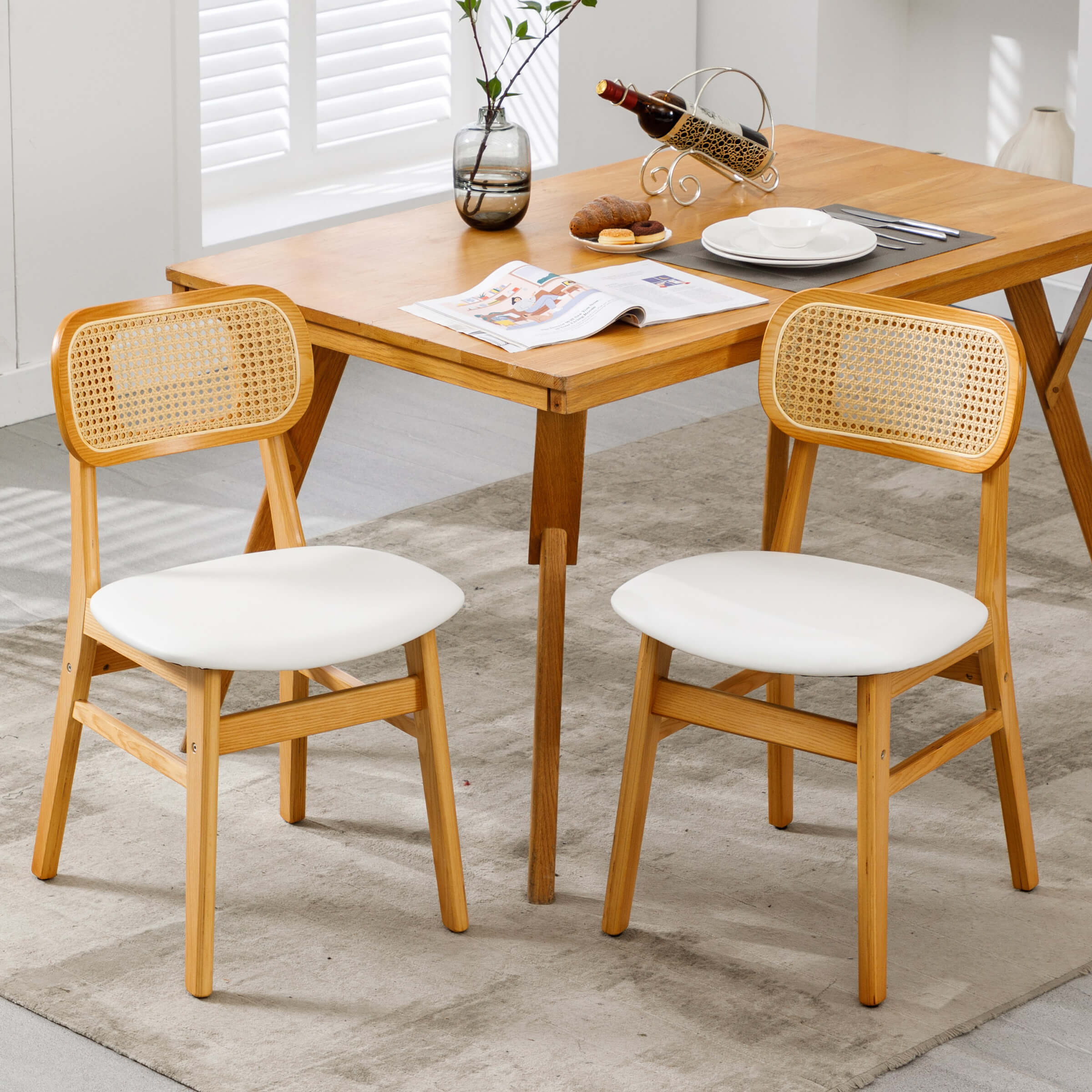 Farmhouse Cane Back Dining Chairs Set of 2 - 8009DC - Image 38