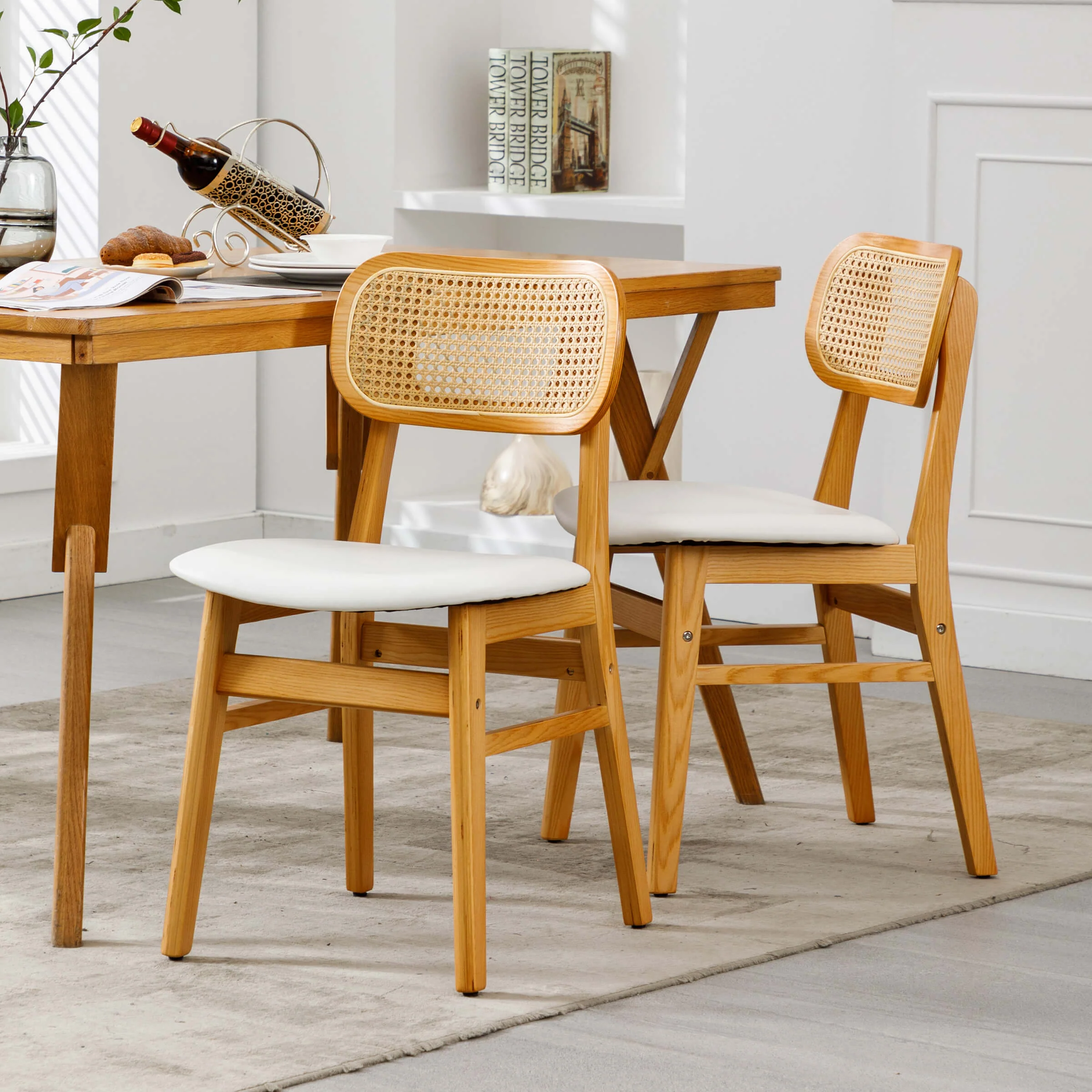 Farmhouse Cane Back Dining Chairs Set of 2 - 8009DC - Image 39