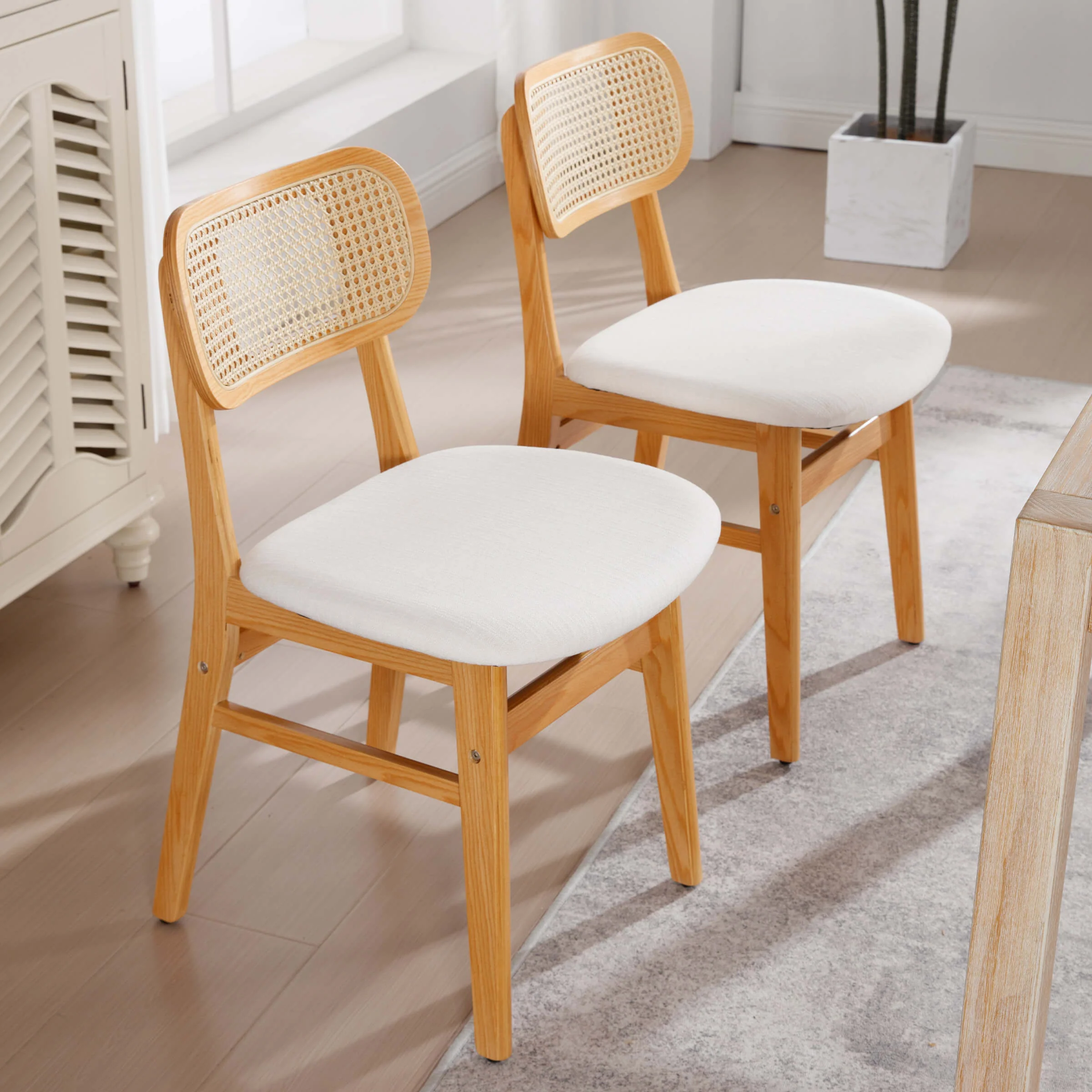 Farmhouse Cane Back Dining Chairs Set of 2 - 8009DC - Image 4