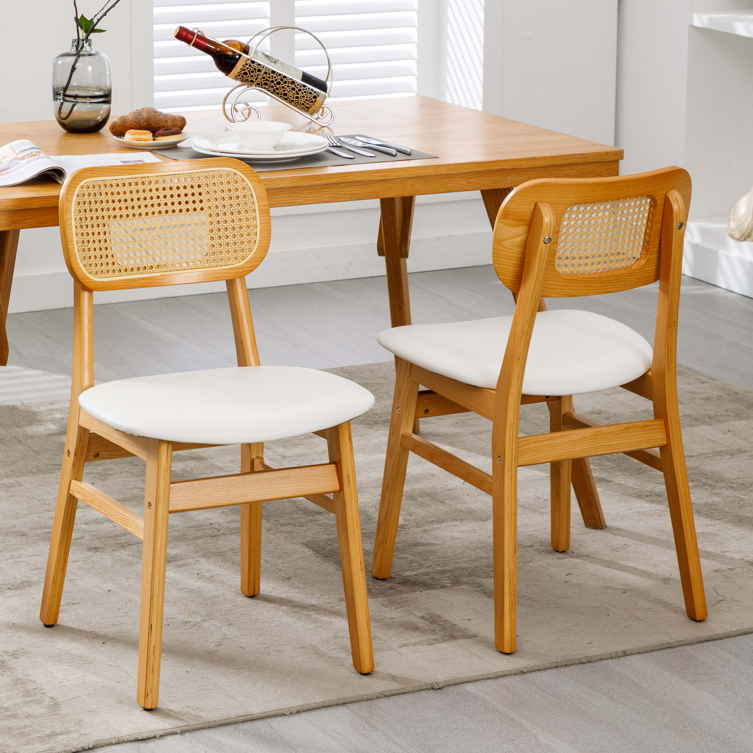 Farmhouse Cane Back Dining Chairs Set of 2 - 8009DC - Image 40