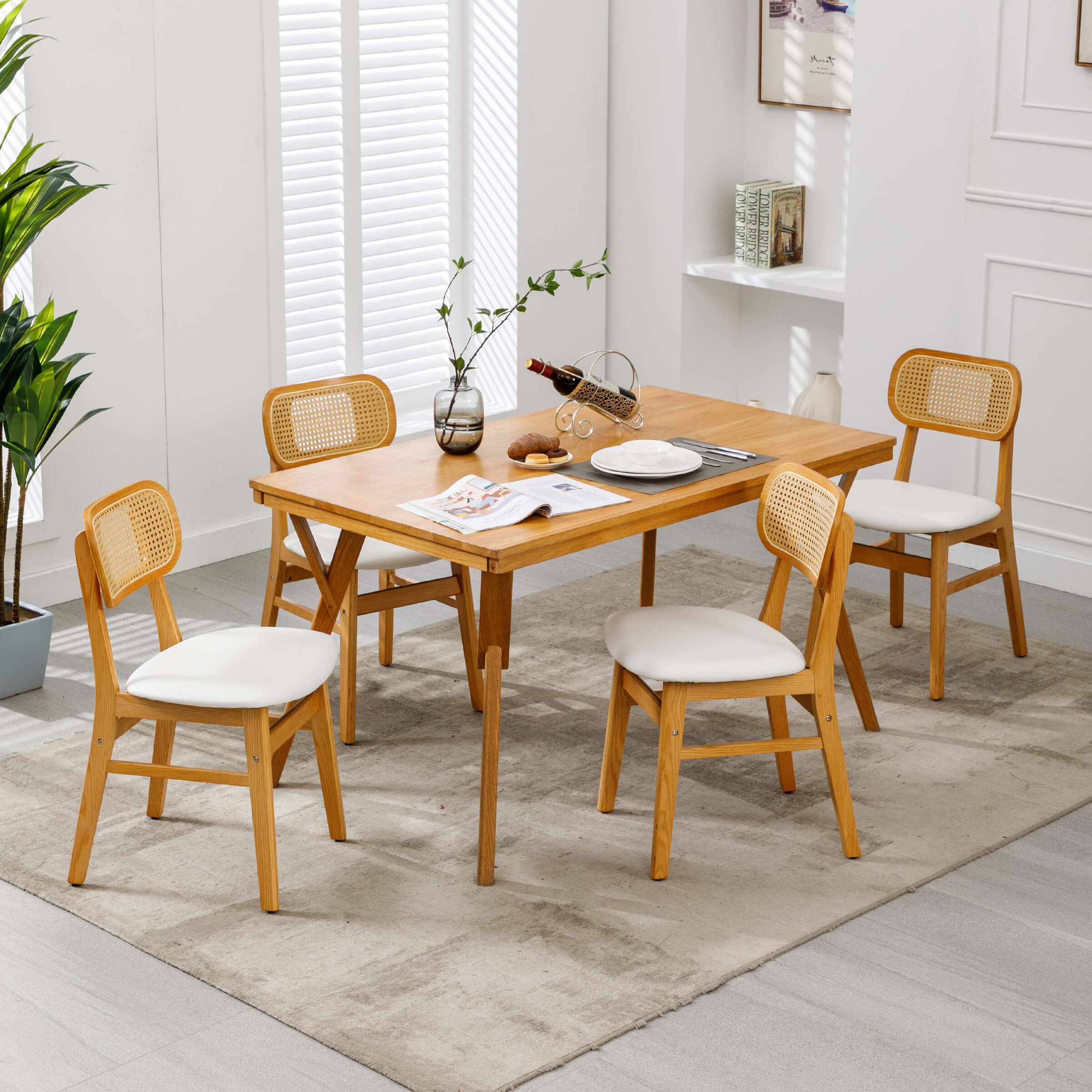 Farmhouse Cane Back Dining Chairs Set of 2 - 8009DC - Image 44