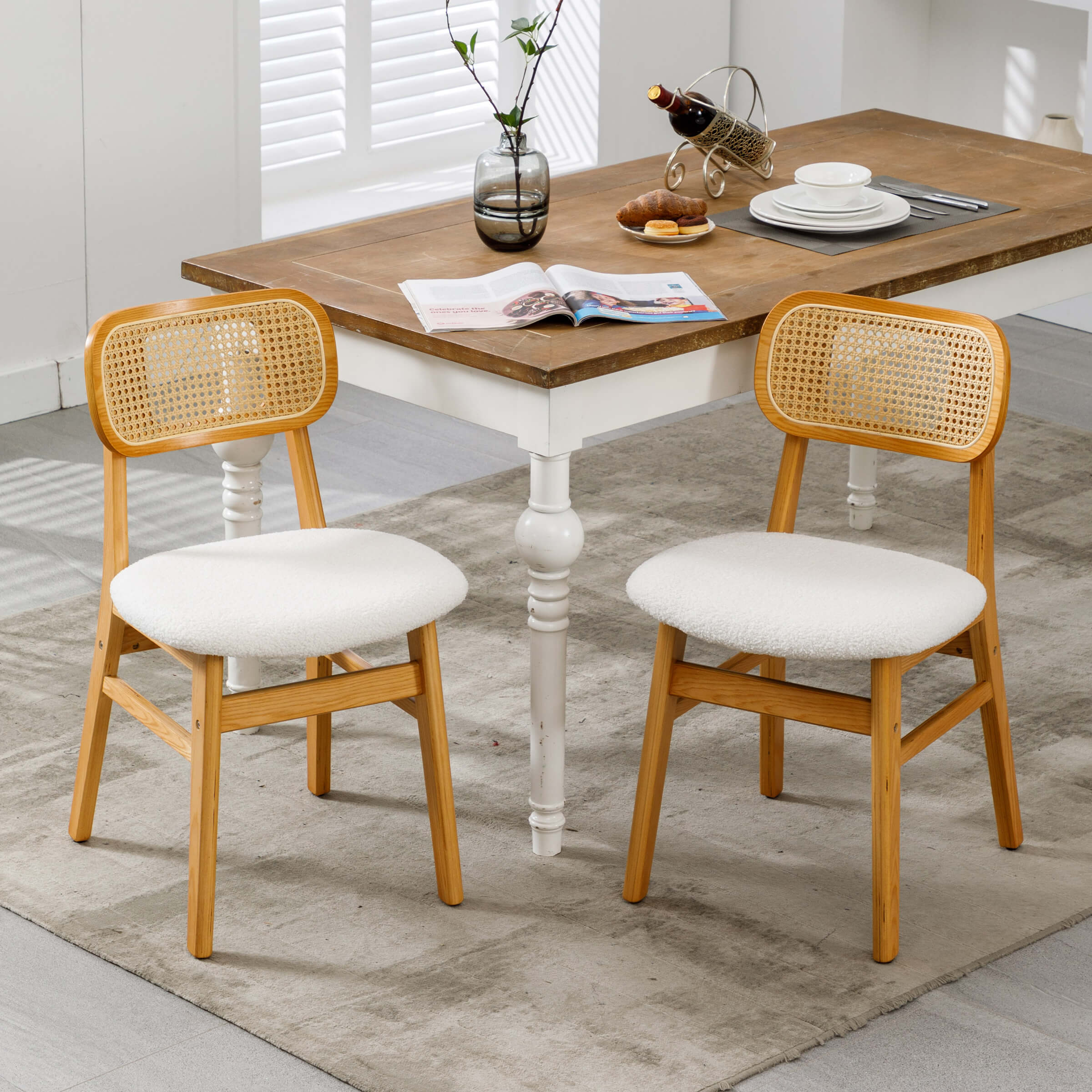 Farmhouse Cane Back Dining Chairs Set of 2 - 8009DC - Image 54