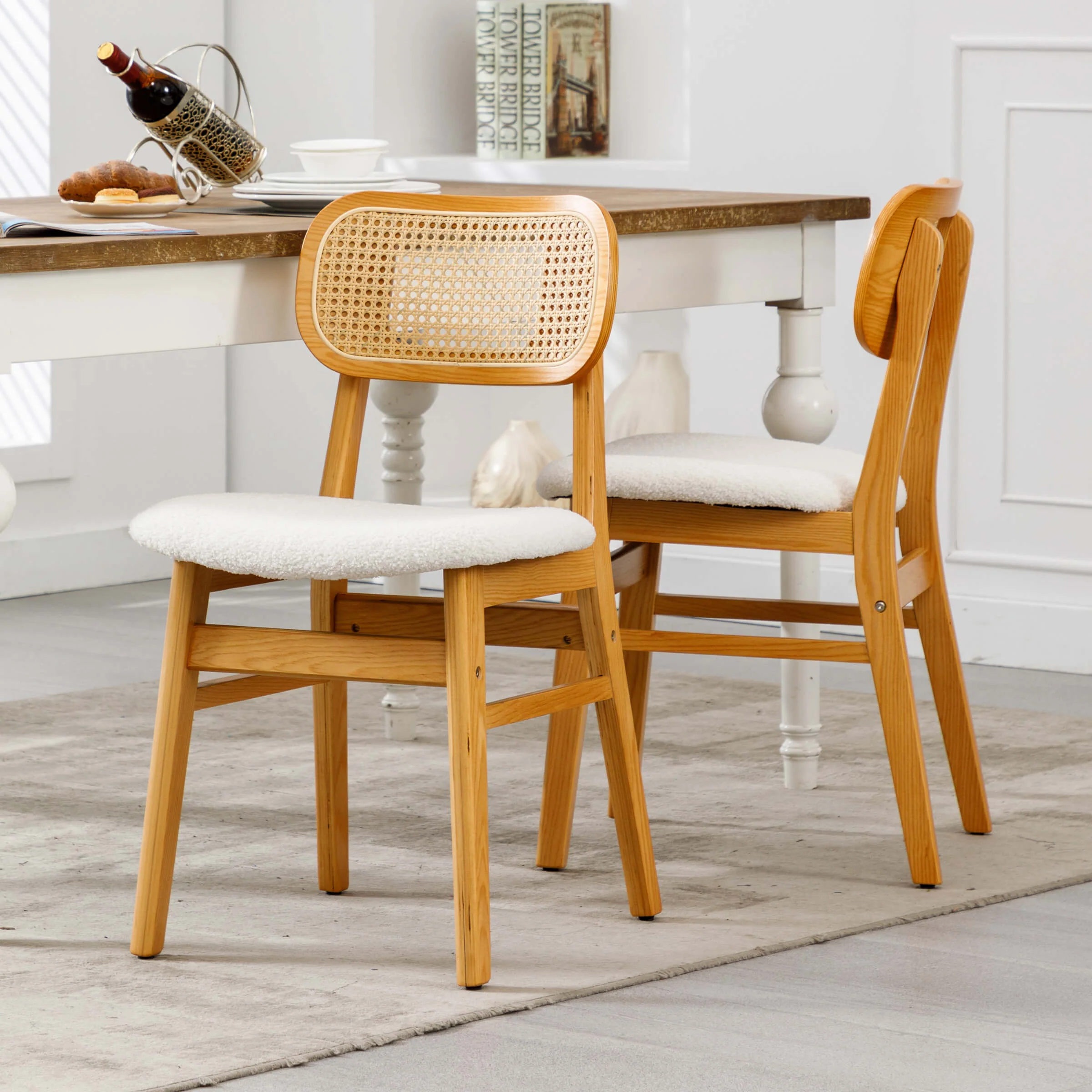 Farmhouse Cane Back Dining Chairs Set of 2 - 8009DC - Image 55
