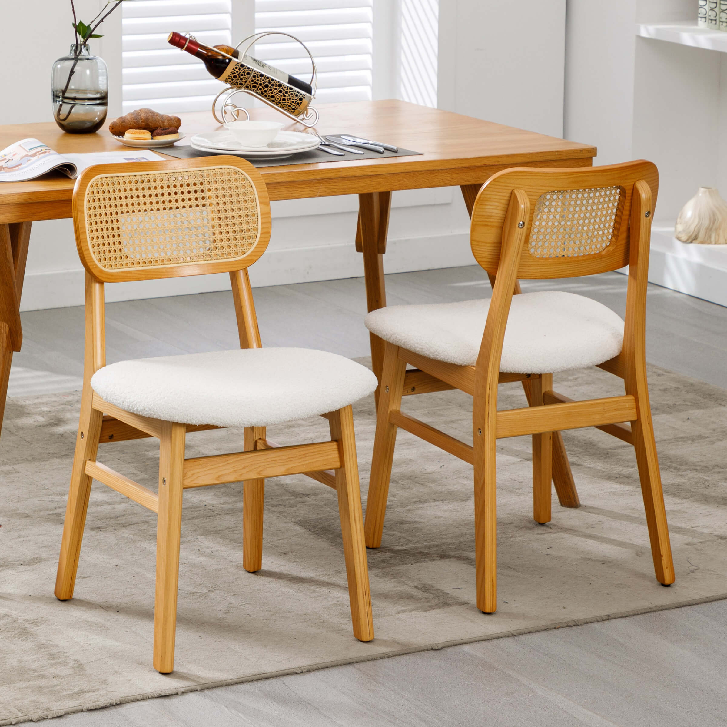 Farmhouse Cane Back Dining Chairs Set of 2 - 8009DC - Image 56