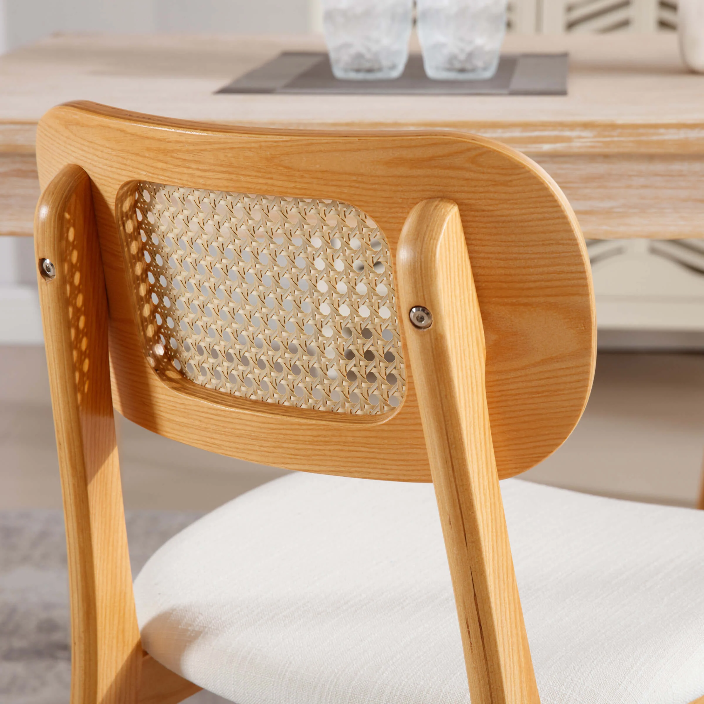 Farmhouse Cane Back Dining Chairs Set of 2 - 8009DC - Image 7