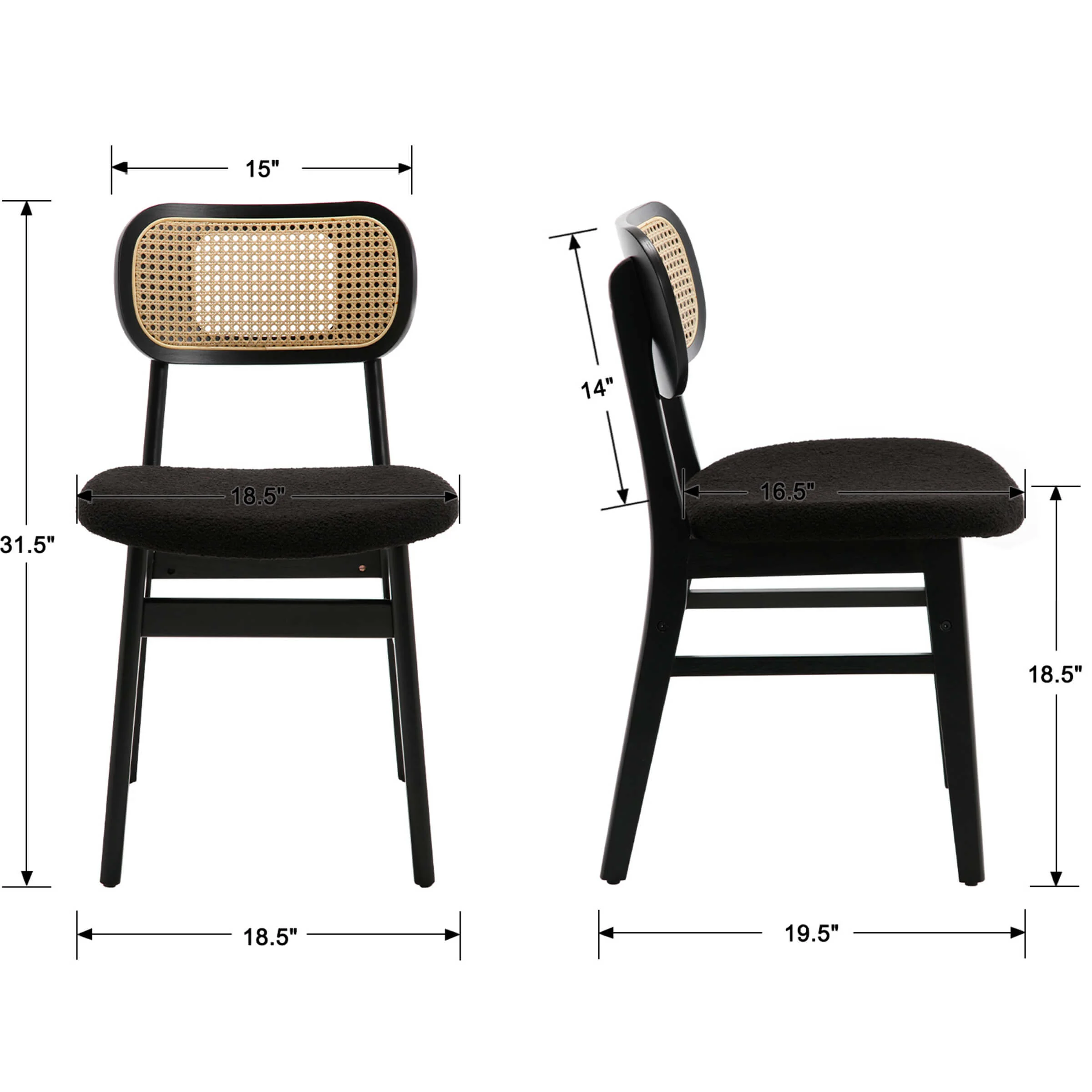 Farmhouse Cane Back Dining Chairs Set of 2 - 8009DC - Image 71