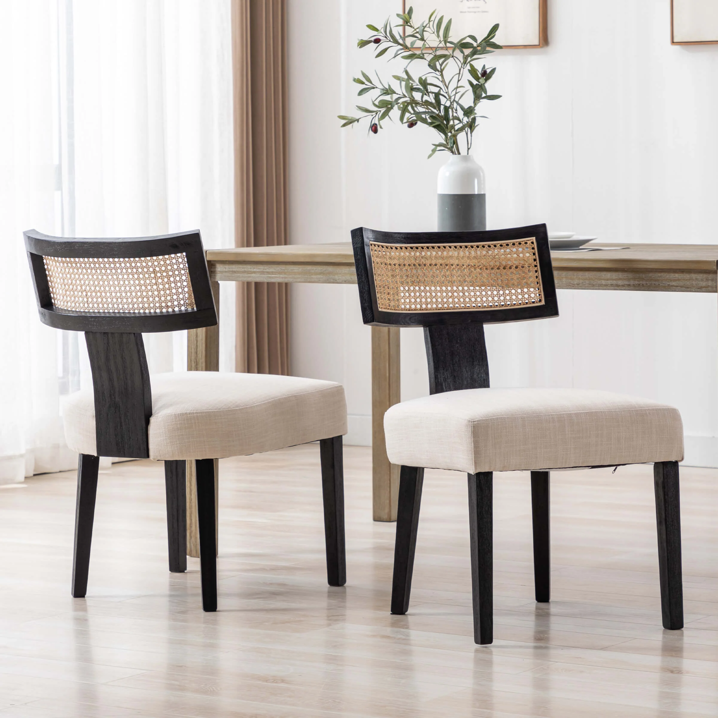 Farmhouse Rattan Back Dining Chairs Set of 2 - 1918DC - Image 10