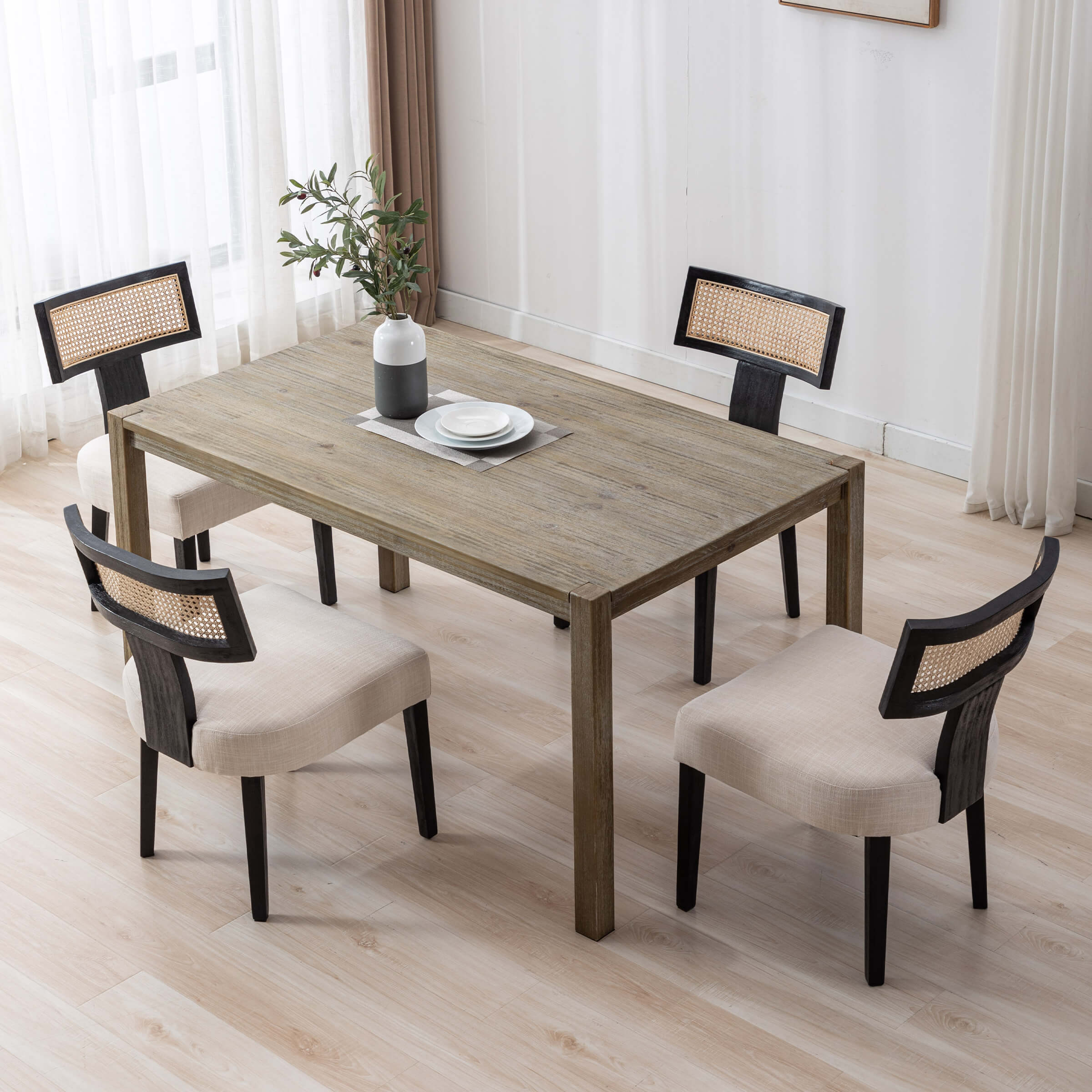 Farmhouse Rattan Back Dining Chairs Set of 2 - 1918DC - Image 16