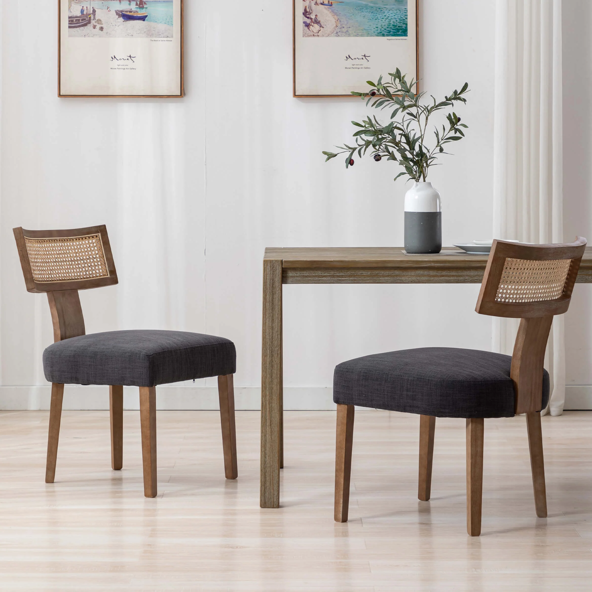 Farmhouse Rattan Back Dining Chairs Set of 2 - 1918DC - Image 19