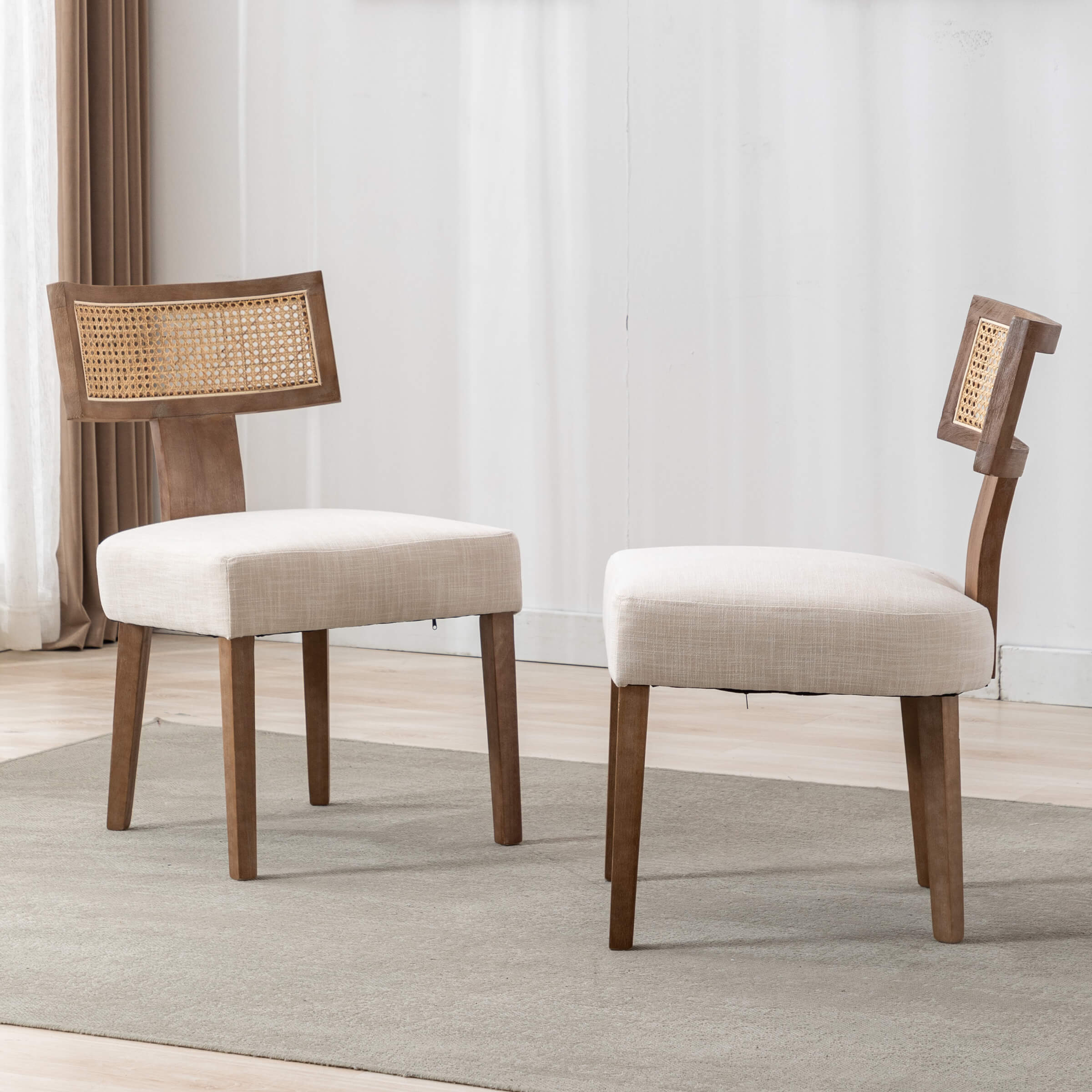 Farmhouse Rattan Back Dining Chairs Set of 2 - 1918DC - Image 2