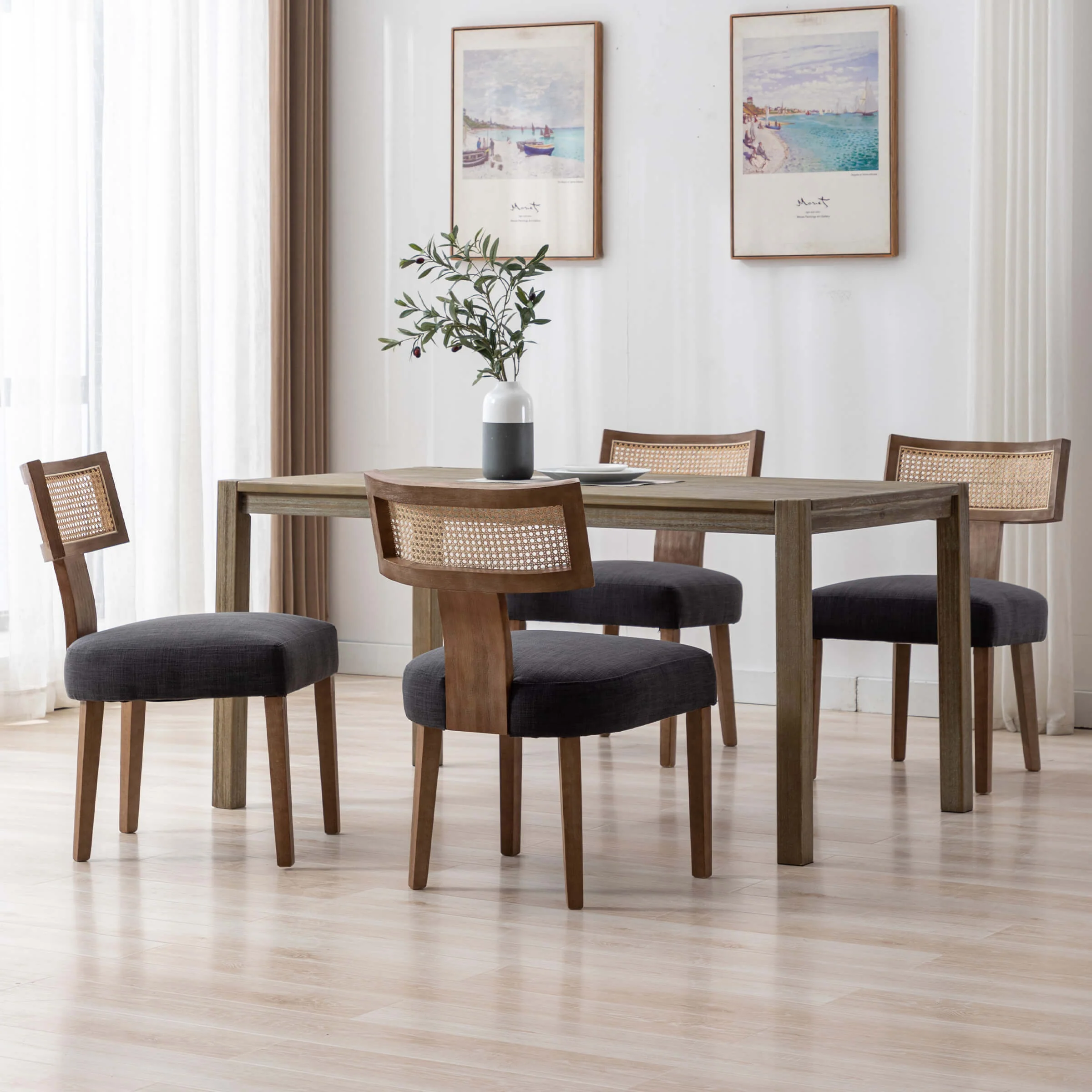 Farmhouse Rattan Back Dining Chairs Set of 2 - 1918DC - Image 23