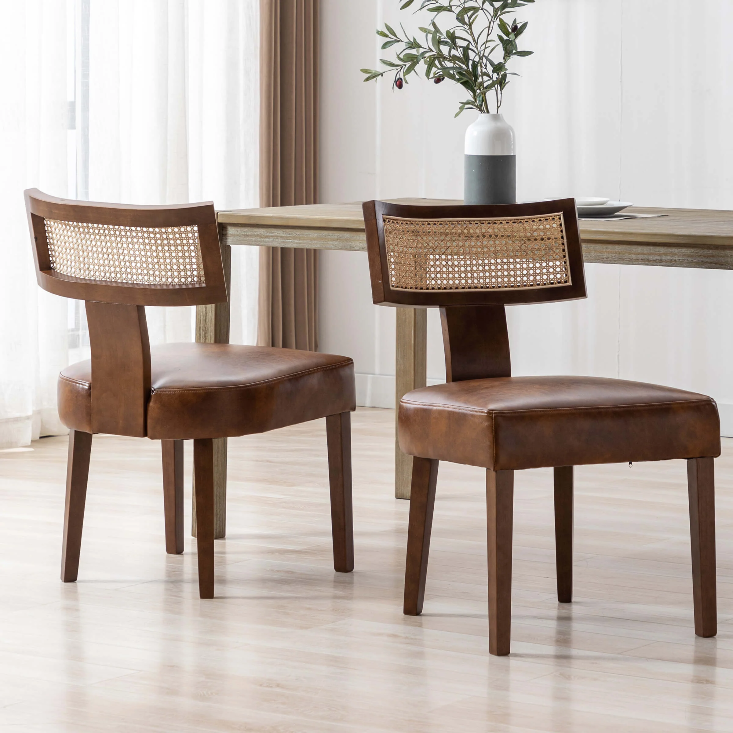 Farmhouse Rattan Back Dining Chairs Set of 2 - 1918DC - Image 26