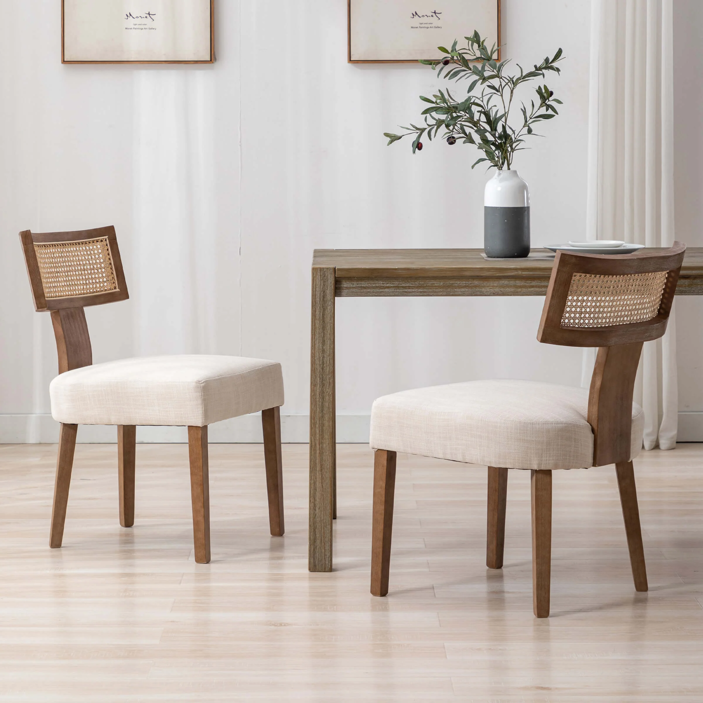 Farmhouse Rattan Back Dining Chairs Set of 2 - 1918DC - Image 3