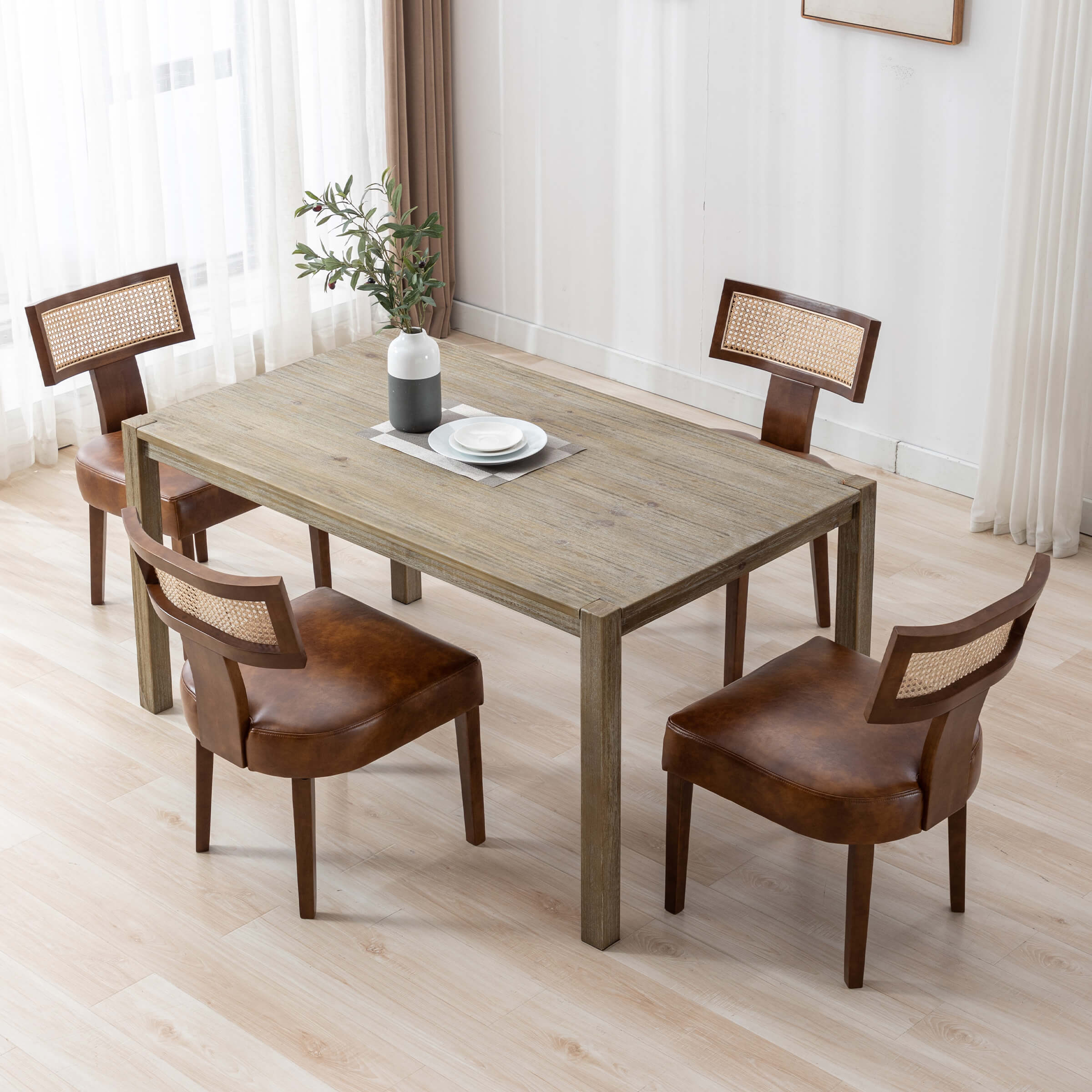 Farmhouse Rattan Back Dining Chairs Set of 2 - 1918DC - Image 30